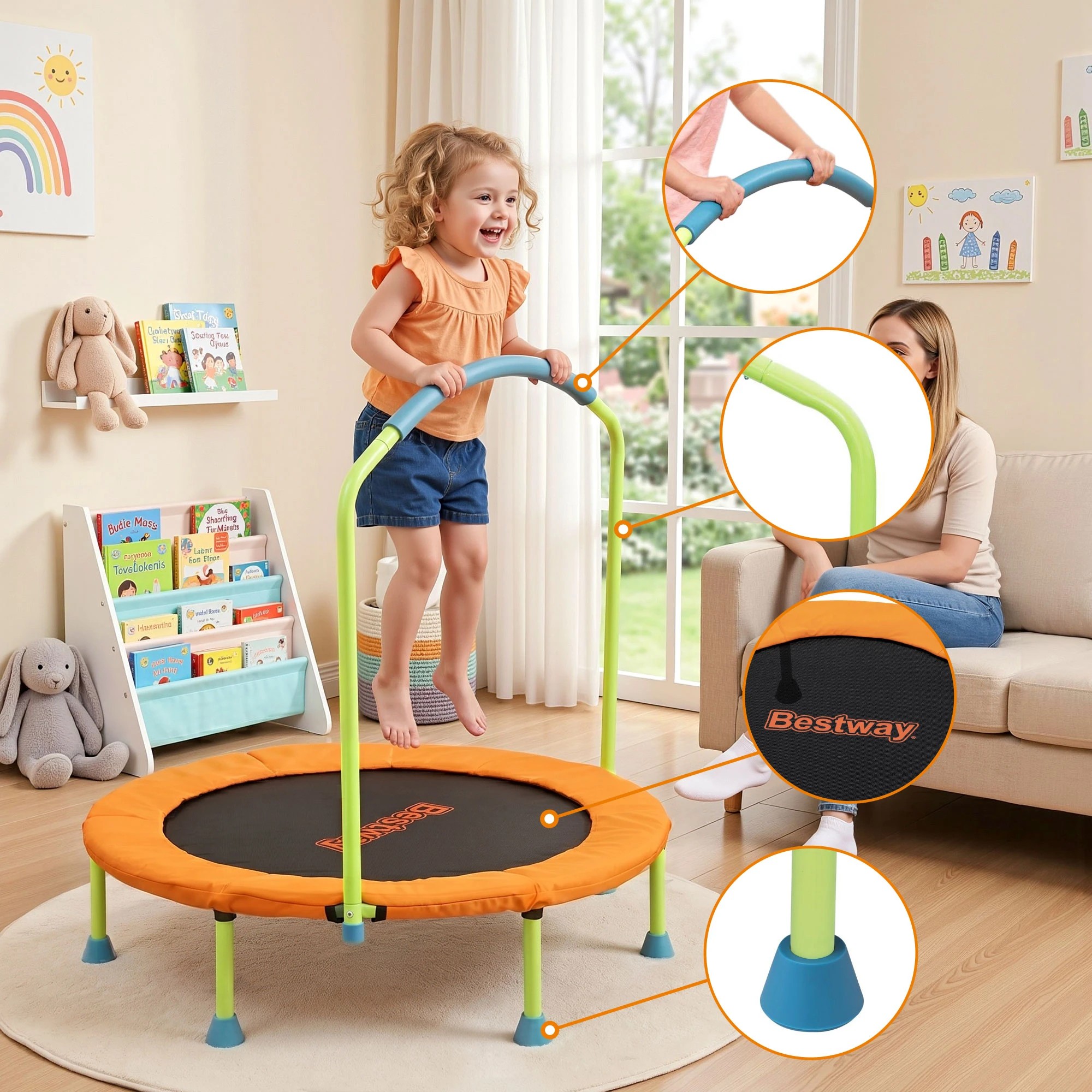 5 Bestway Kids Trampoline Foldable Rebounder Fitness for Ages 3+ - Orange, 5 of 9