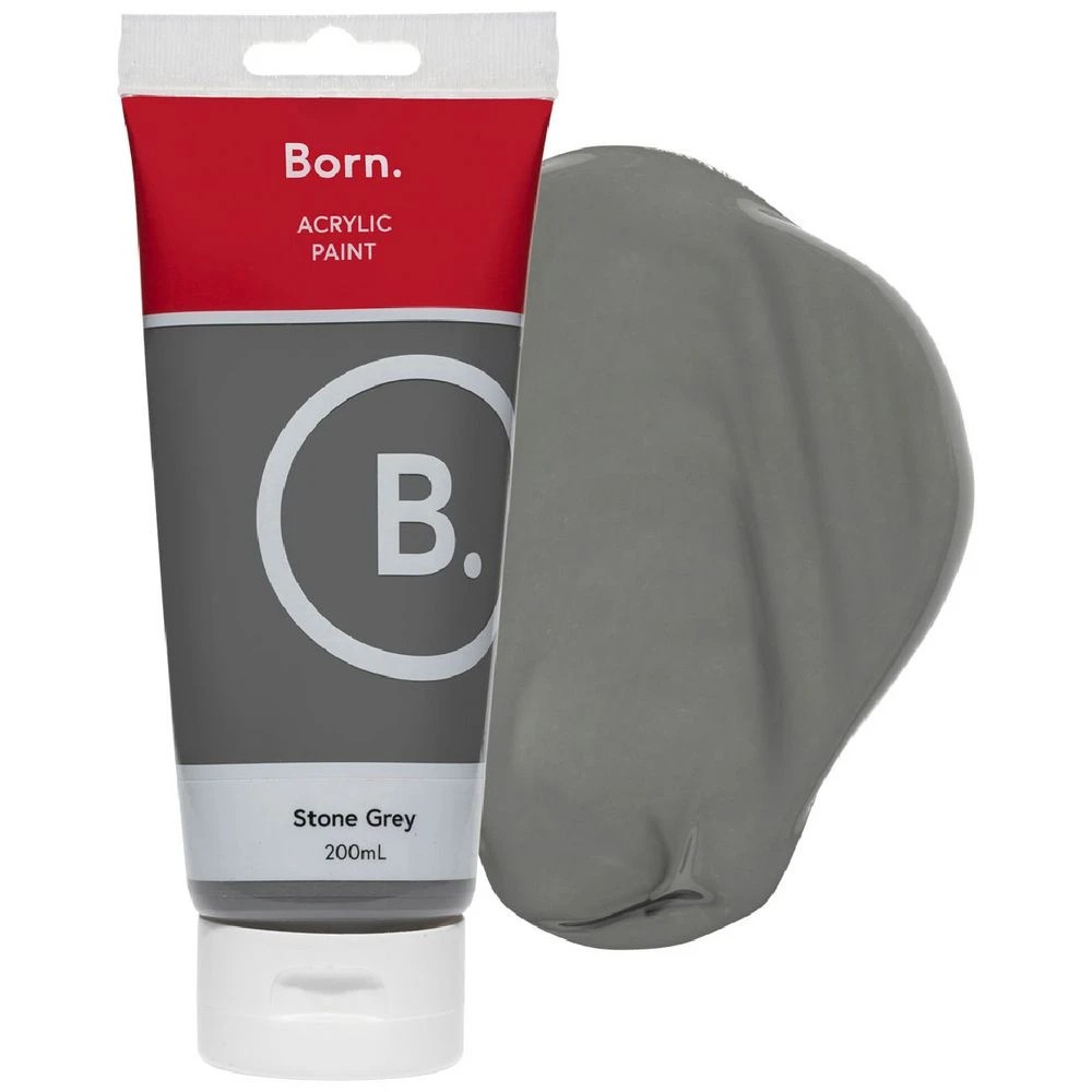 1 Born Acrylic Paint 200mL Stone Grey, 1 of 3