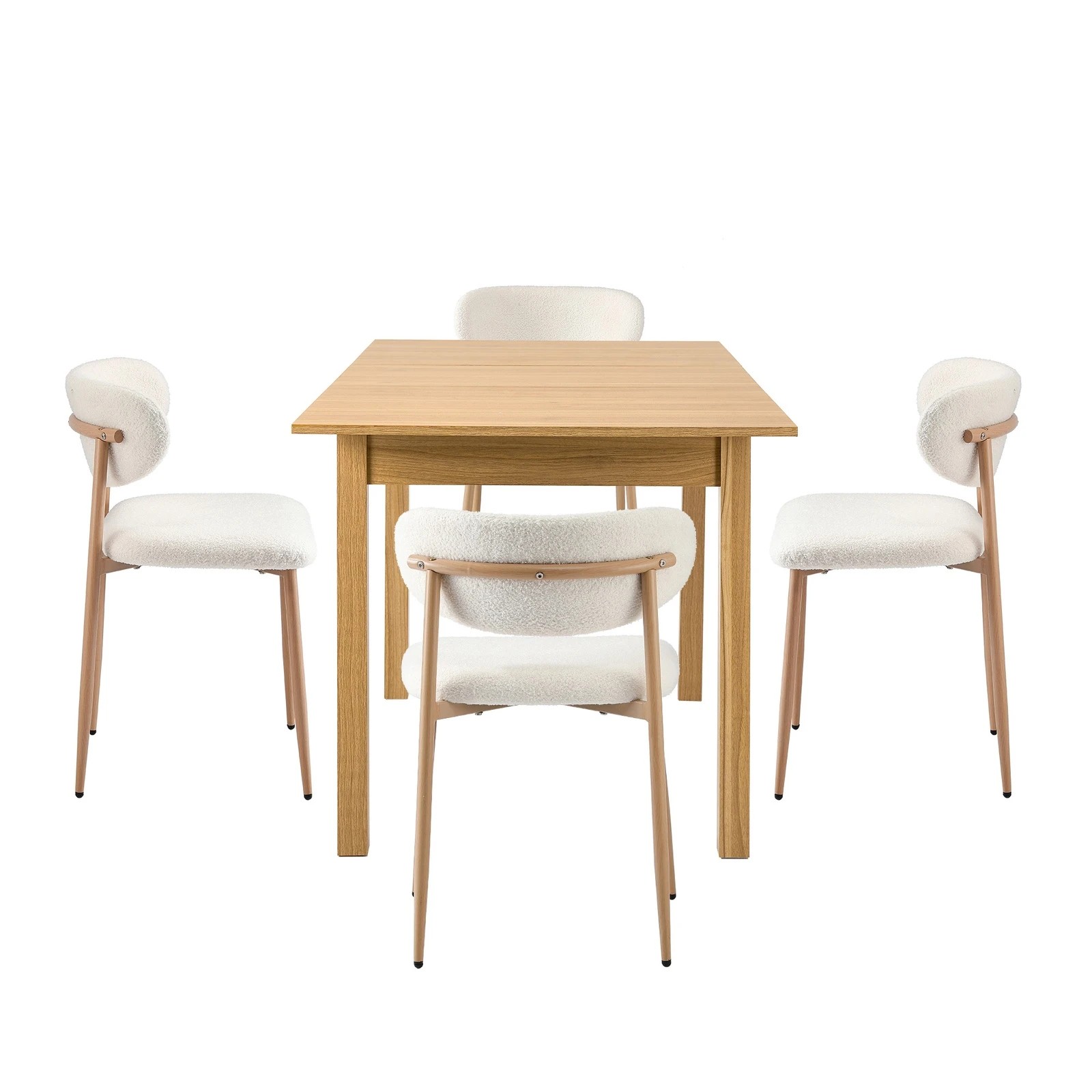 10 Oikiture 5pc Extenable Dining Table and Chairs Wooden Dining Set Boucle - Natural, 10 of 10