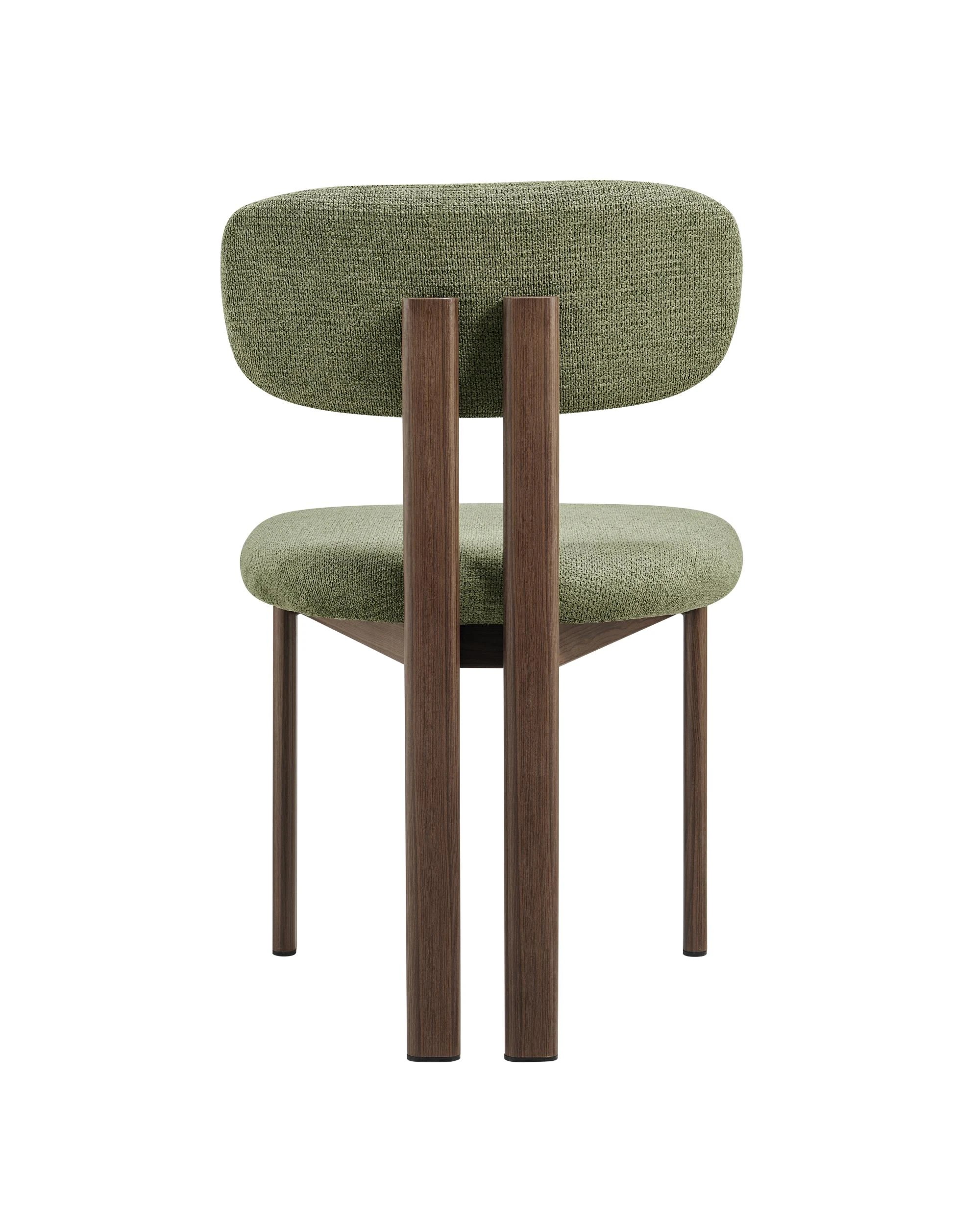 5 Kodu Upholstered Dining Chairs Pair (Set of 2) Olive and Walnut Look - Green, 5 of 10