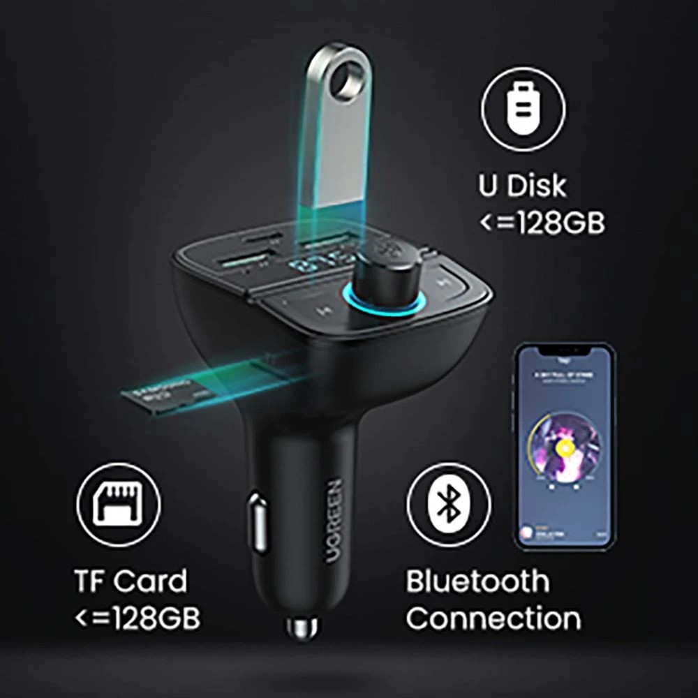 2 UGREEN Bluetooth FM Transitter and Car Charger Black, 2 of 4