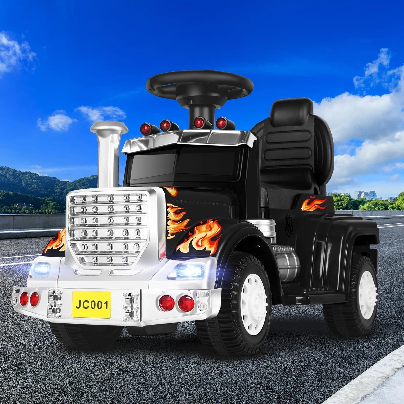 9 Alfordson Kids Ride On Car Electric Toy Truck 25W Motor w/ LED Lights - Black, 9 of 9