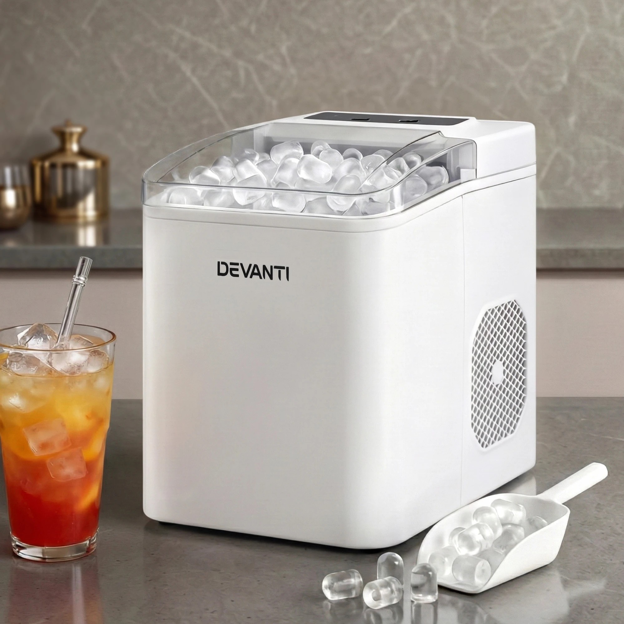 2 Devanti  Ice Maker Machine Portable Countertop w/Self Cleaning - White, 2 of 10