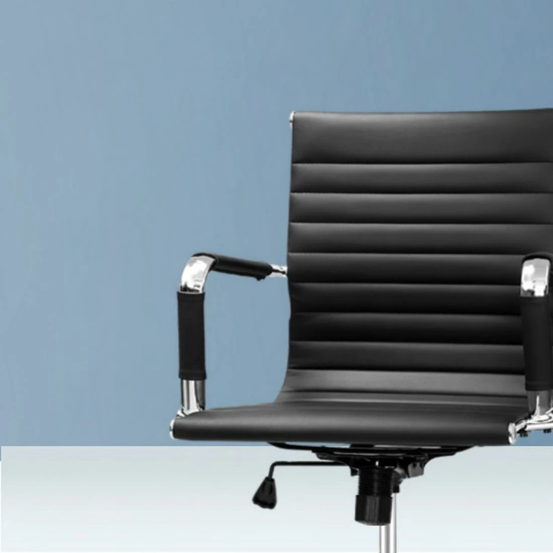 4 Artiss Office Chair Drafting Stool Leather Chairs - Black, 4 of 5