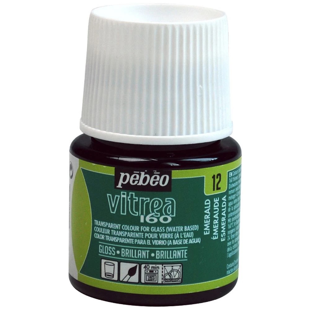 1 Pebeo Vitrea 160 Glossy Glass Paint 45mL Emerald, 1 of 1