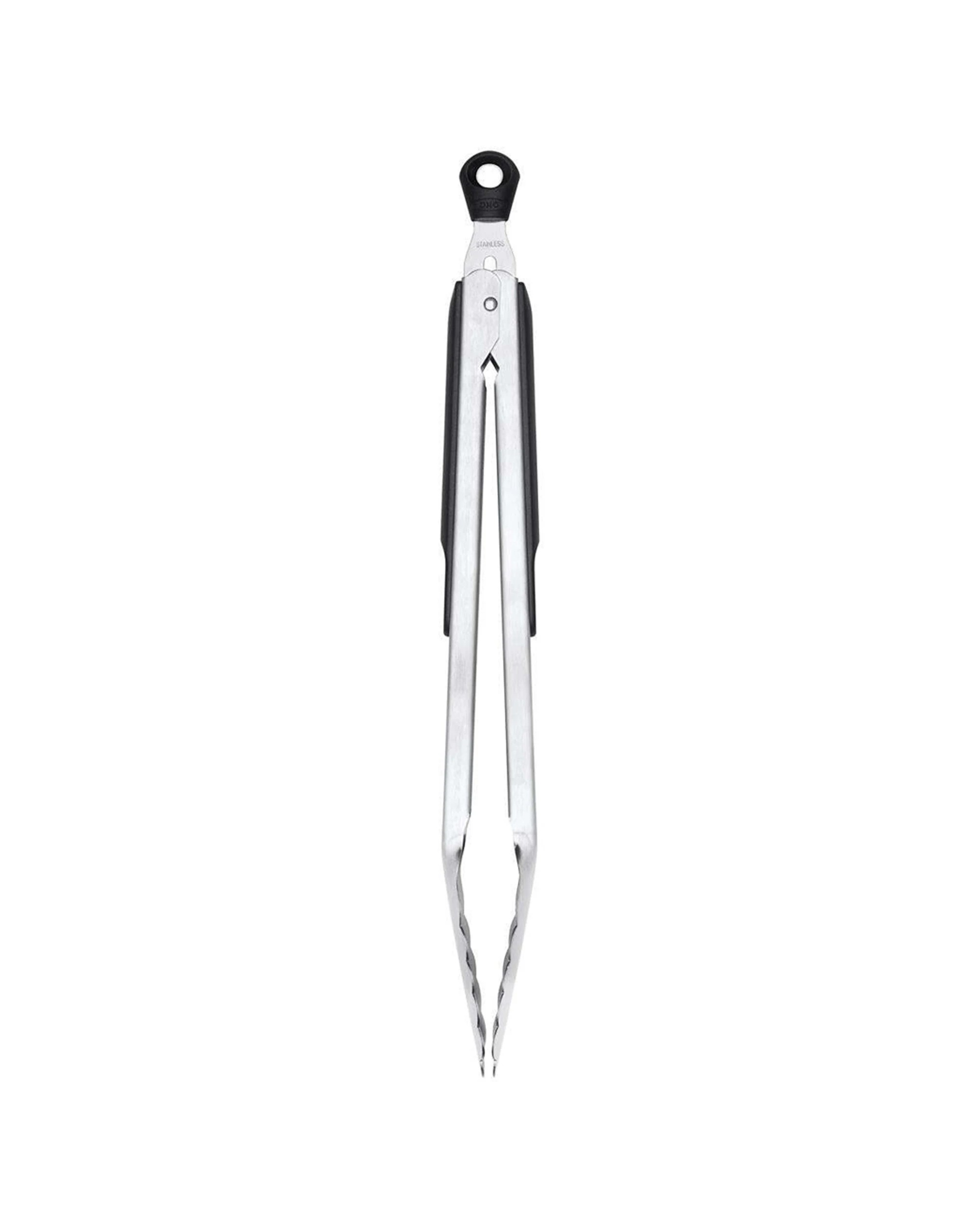 1 Oxo Good Grips 30cm Stainless Steel Tongs Non-slip Handles Locking Hanging Loop - Silver, 1 of 3