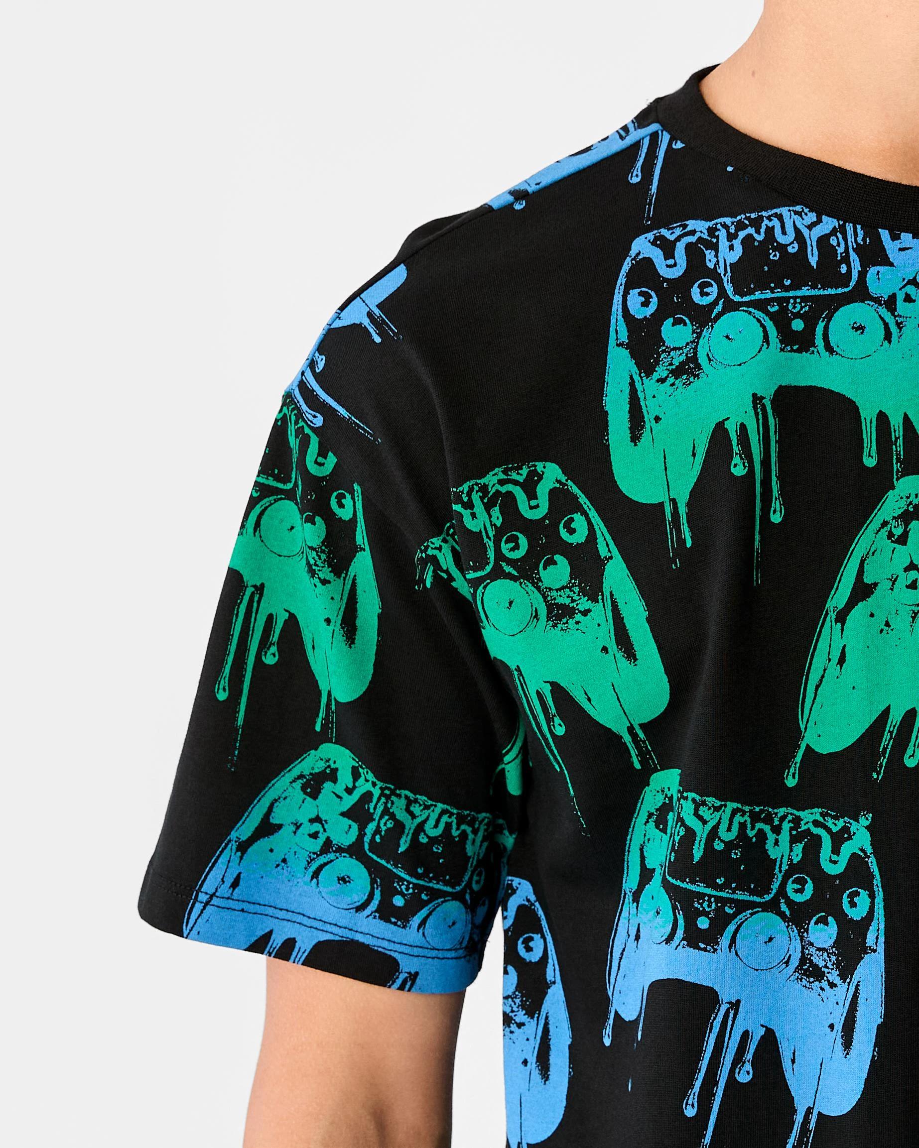 5 Short Sleeve Jersey Pyjama Set Blk Game, 5 of 10