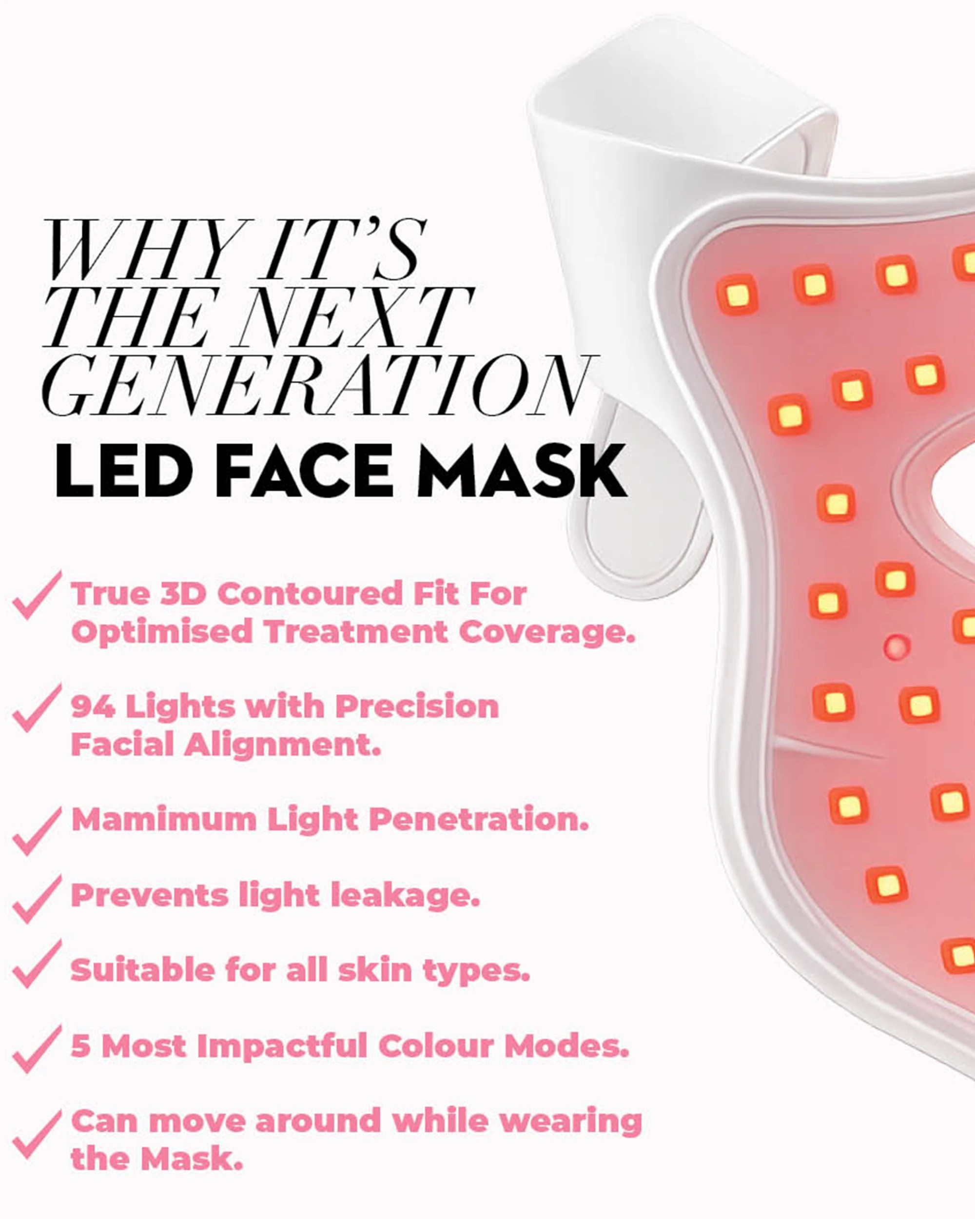 6 One-V-Salon 3D LED Contouring Face Mask, 6 of 10