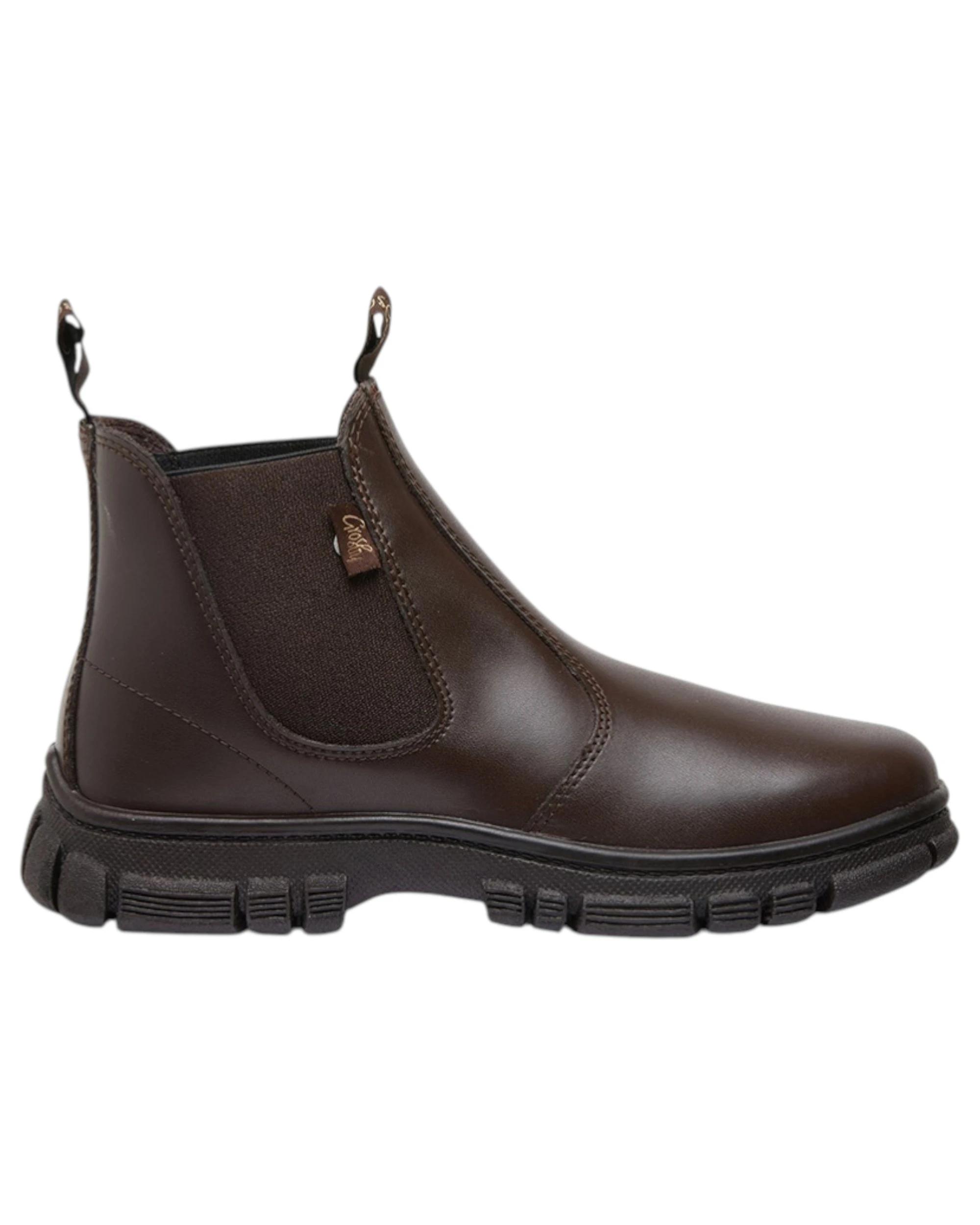 2 Grosby New Ranch Junior Boys Boots Brown School Leather Slip On Shoes BROWN, 2 of 4