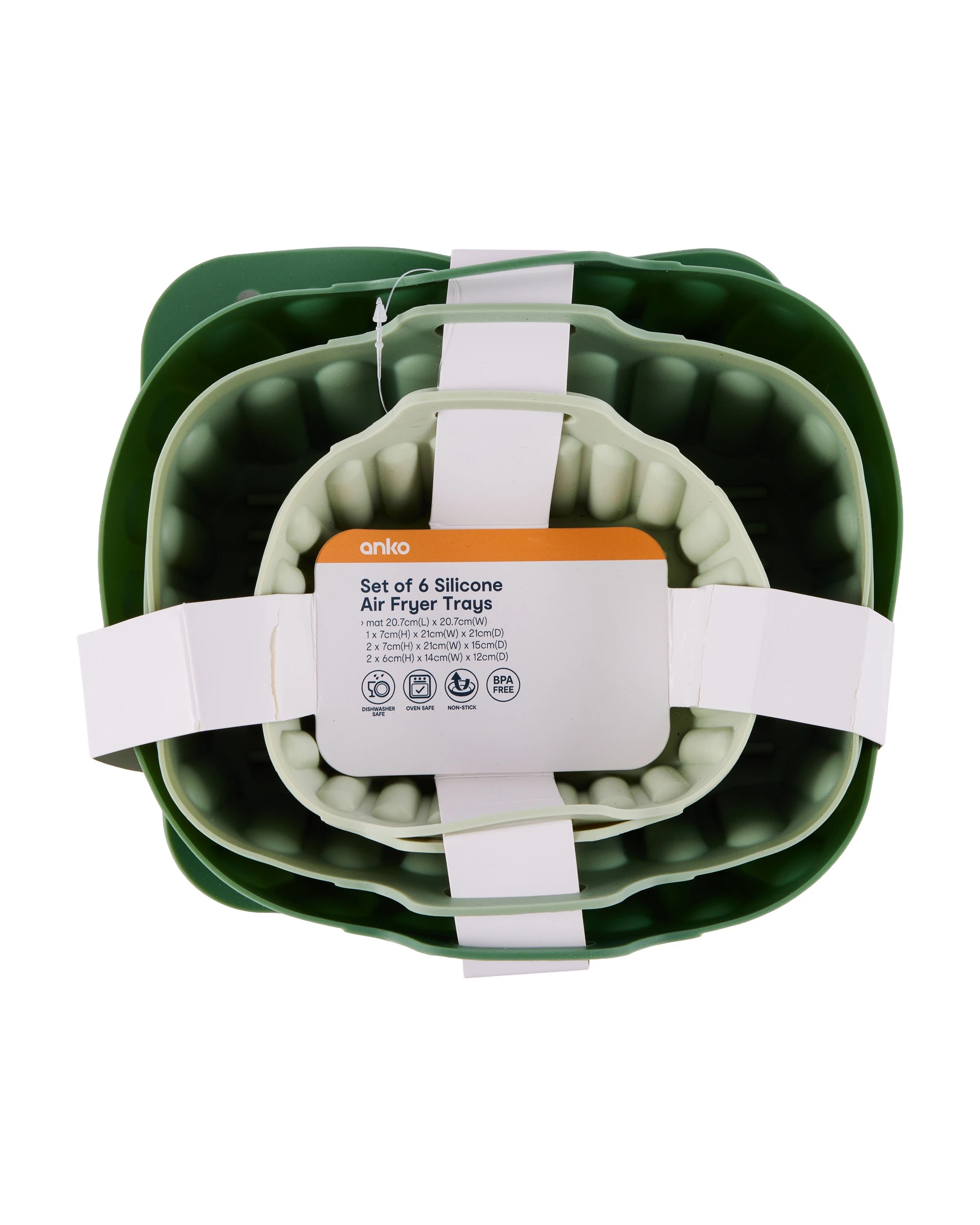 7 Set of 6 Silicone Air Fryer Trays - Green, 7 of 7