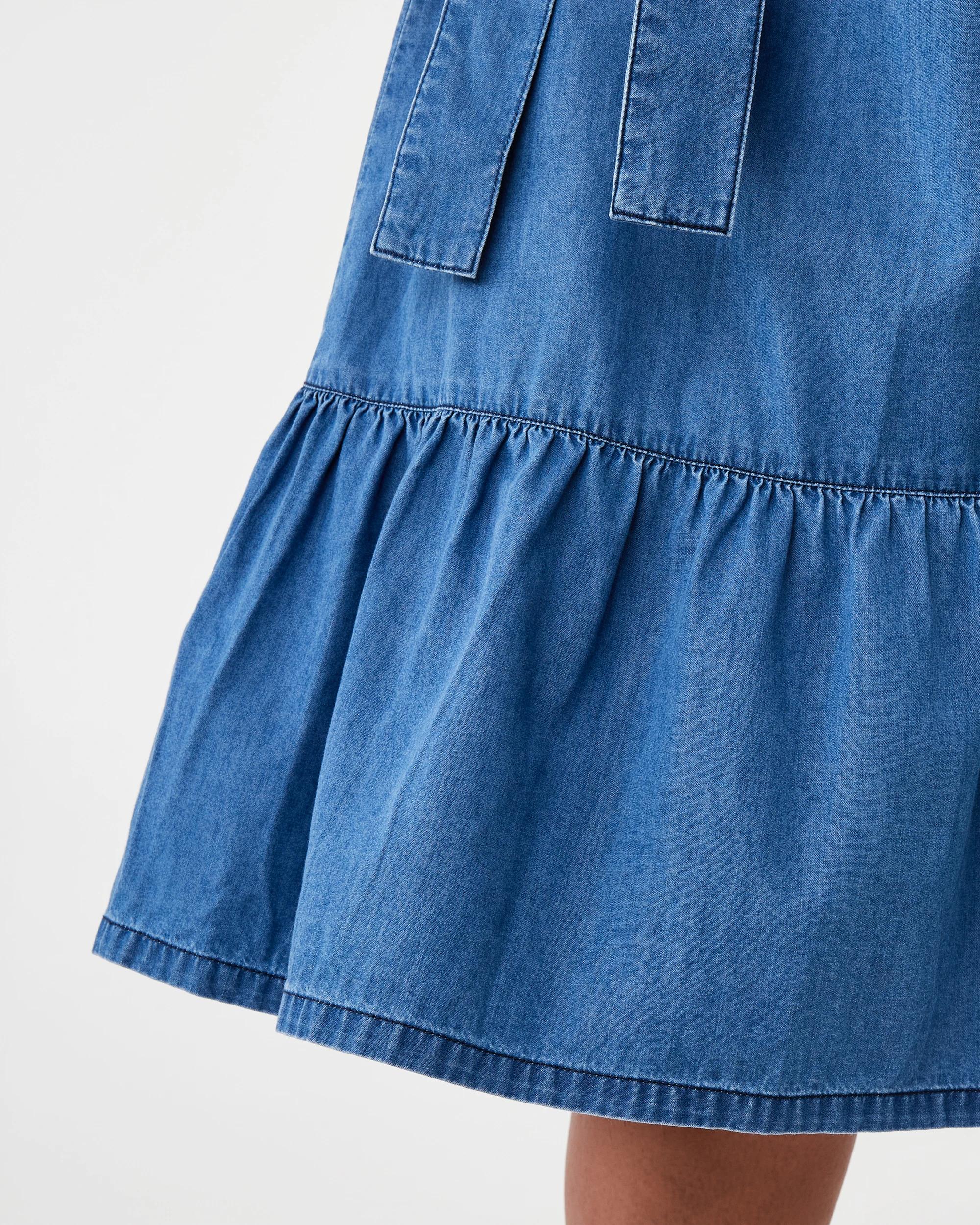 8 Curve Short Sleeve Button Through Midi Dress Blu M Wsh, 8 of 8