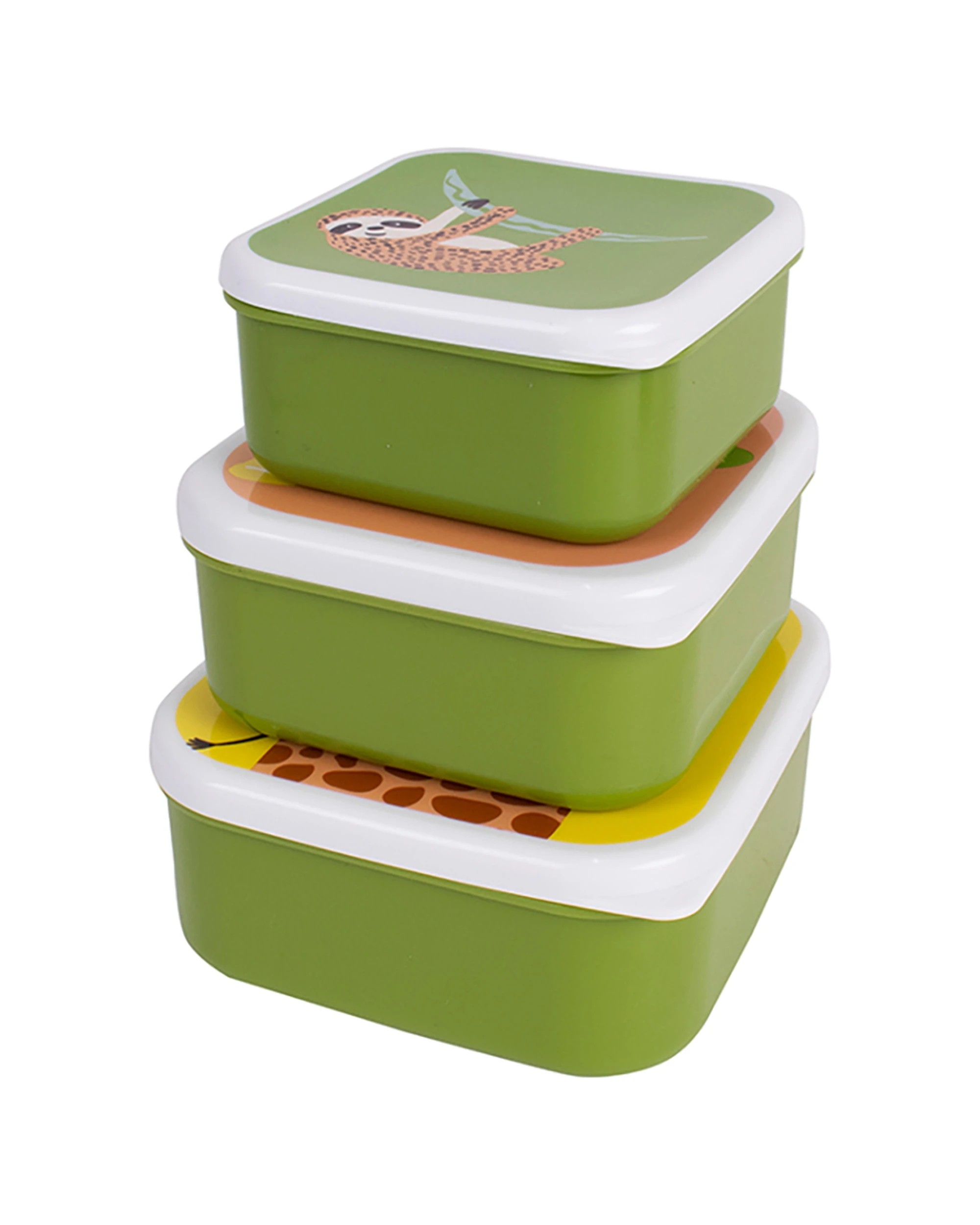 1 Ladelle Ladelle 3pc Jungle Food Container Set Nesting Containers 250ml 400ml 600ml PP Plastic Set - Green, 1 of 2