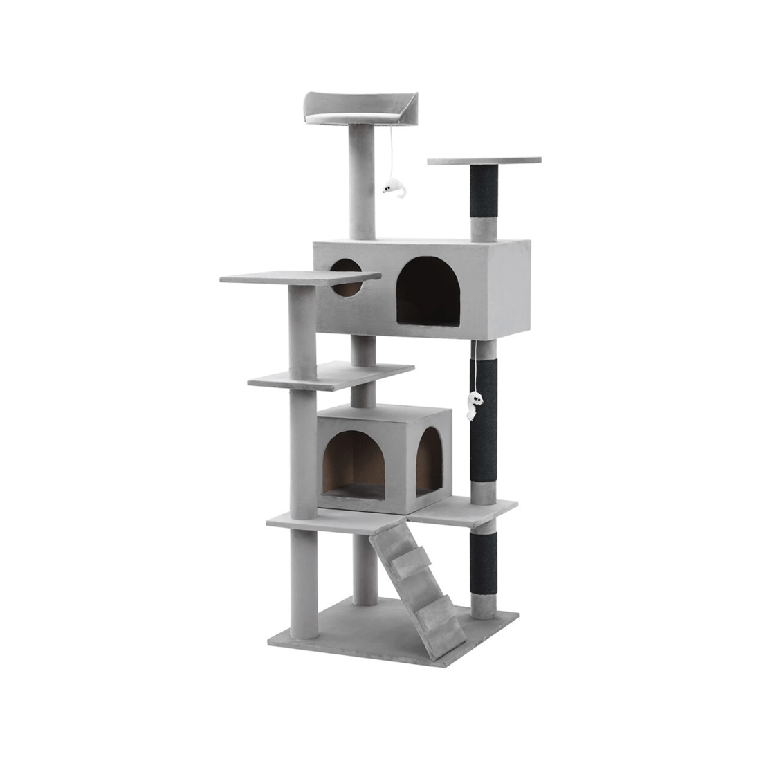1 Paws & Claws Catsby 134cm Hamilton Cat House Scratch Post Tower Furniture - Grey, 1 of 9