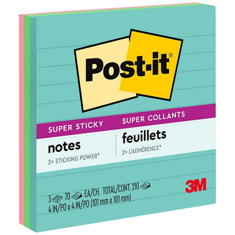 1 Post-it Super Sticky Notes 101 x 101mm Supernova Neons 3 Pack, 1 of 10