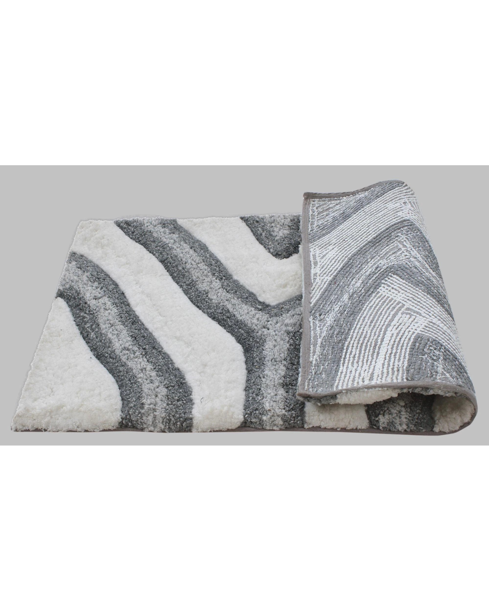 2 La Grace Home Swirl 3D Design Tufted Soft Pile Bathmat - Grey, 2 of 2