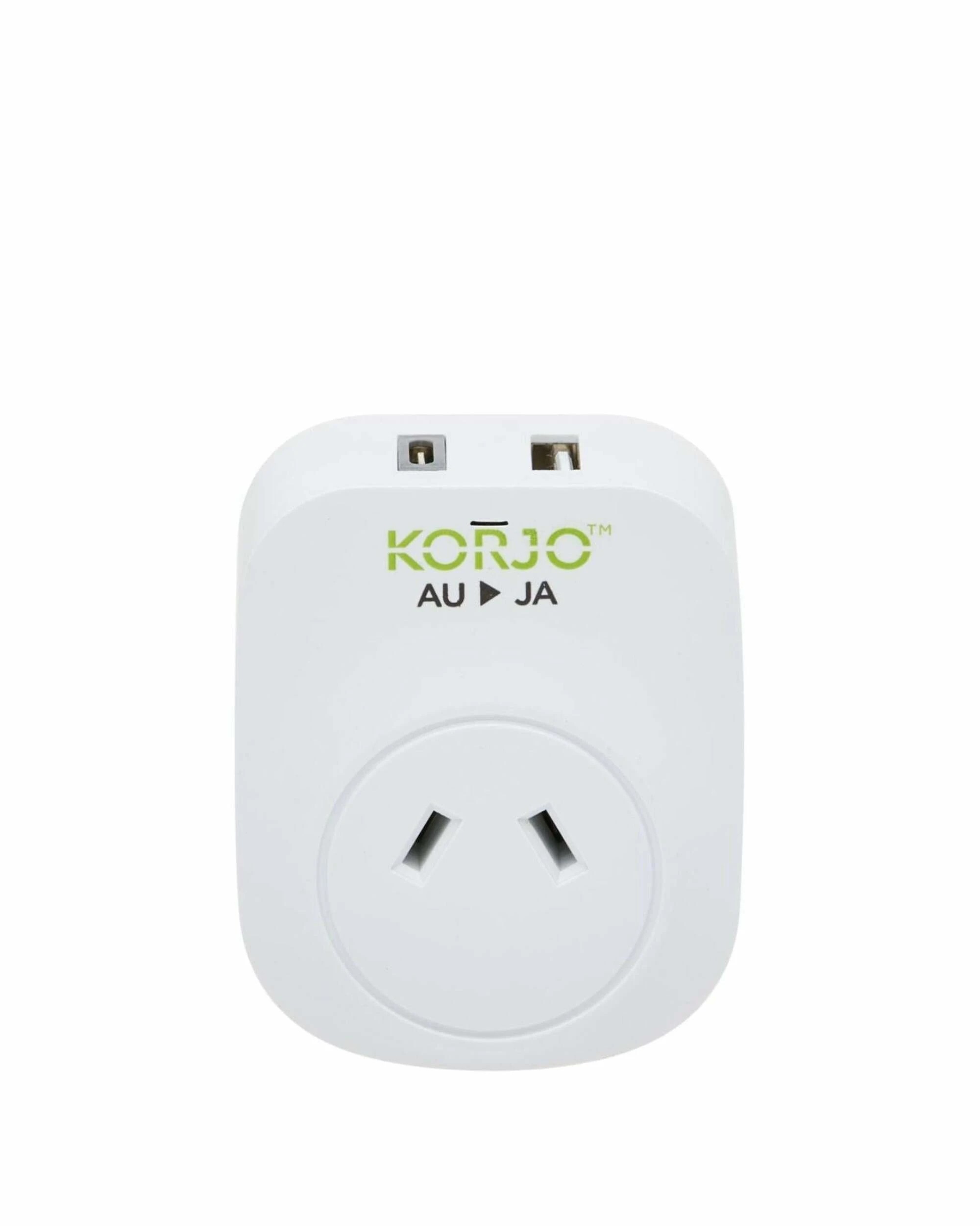 1 Korjo Travel Adaptor Plug with USB-C + USB-A - Aus to Japan - White, 1 of 5