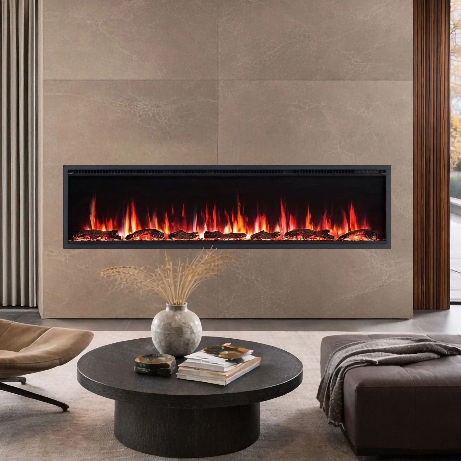 1 Moda Living Lumina 72 inch Electric Fireplace - Black, 1 of 1