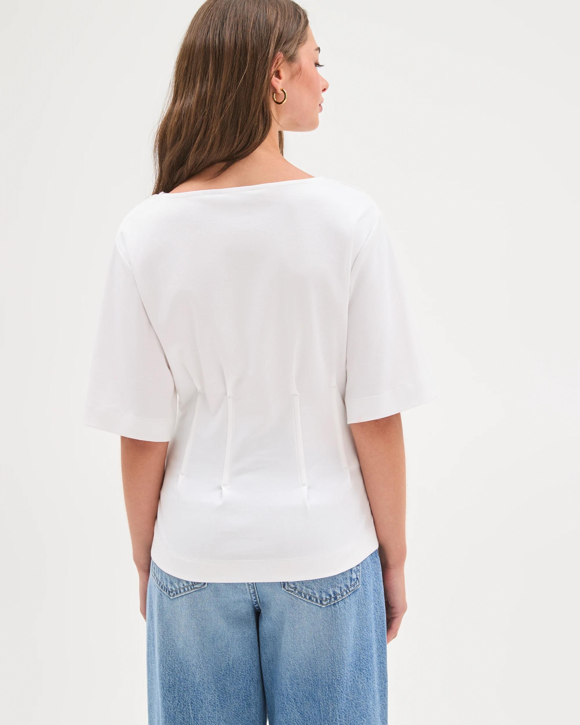 7 Target Petites Australian Cotton Short Sleeve Waisted Top WHITE, 7 of 7
