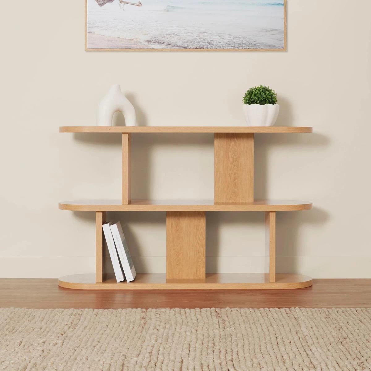 1 3 Tier Bookshelf - Oak, 1 of 7