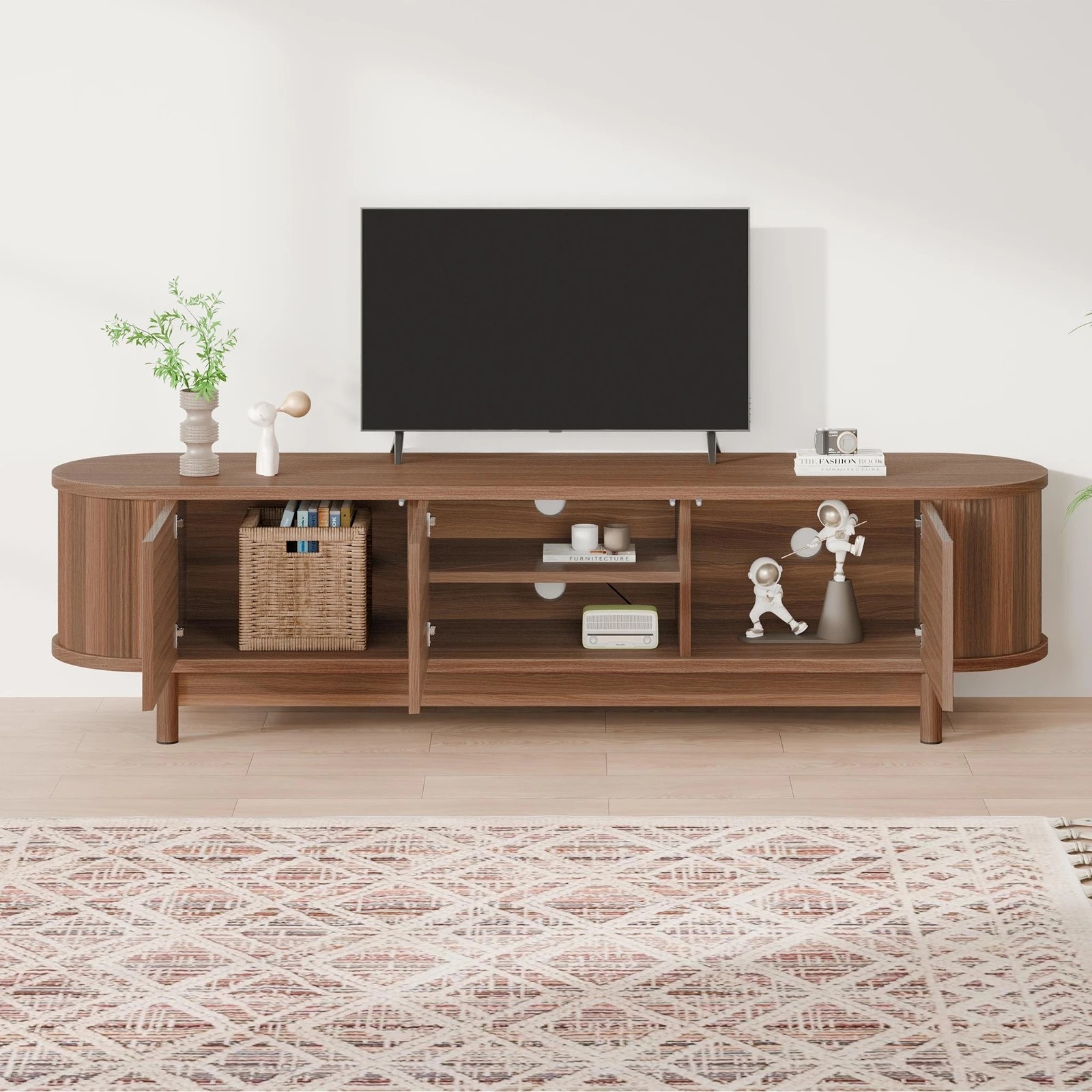 10 Alfordson Entertainment Unit TV Cabinet Stand 160cm Storage Shelf - Walnut, 10 of 10