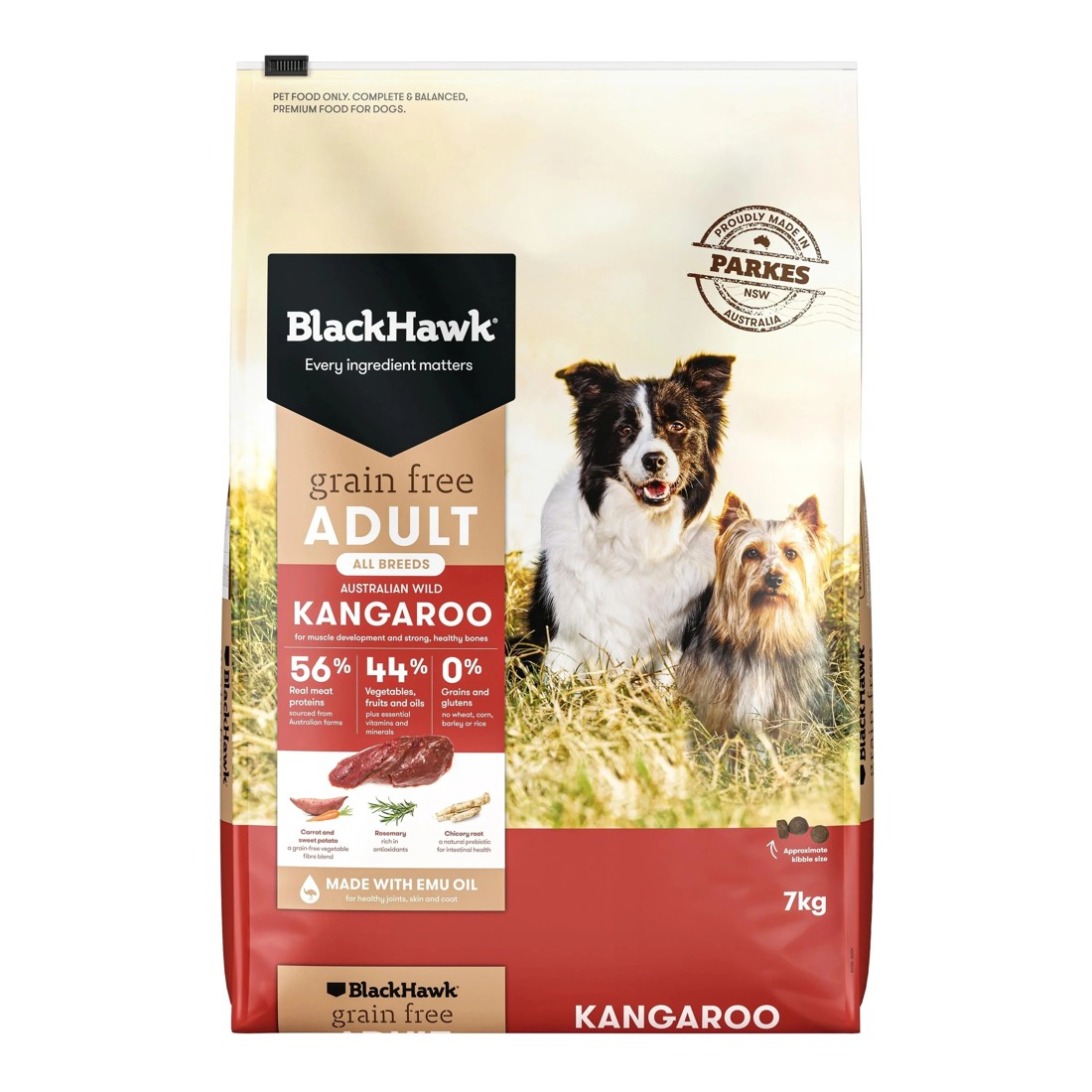 1 Black Hawk Grain Free Adult Kangaroo Dry Dog Food - 7kg, 1 of 2