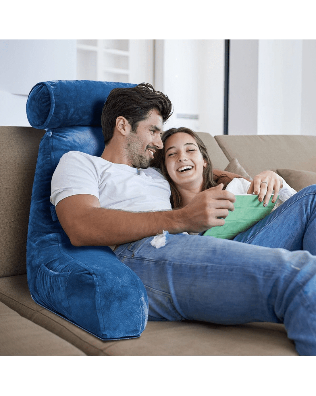 Ausway Husband Pillow Bed Reading Cushion Backrest - Blue - Kmart