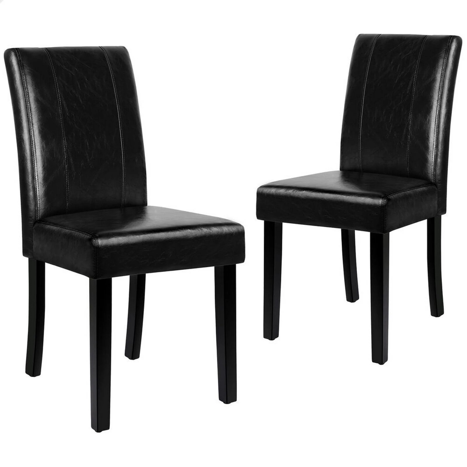 1 Alfordson 2x Dining Chairs Cafe Kitchen High-Back Chair Glossy PU Leather - Black, 1 of 10