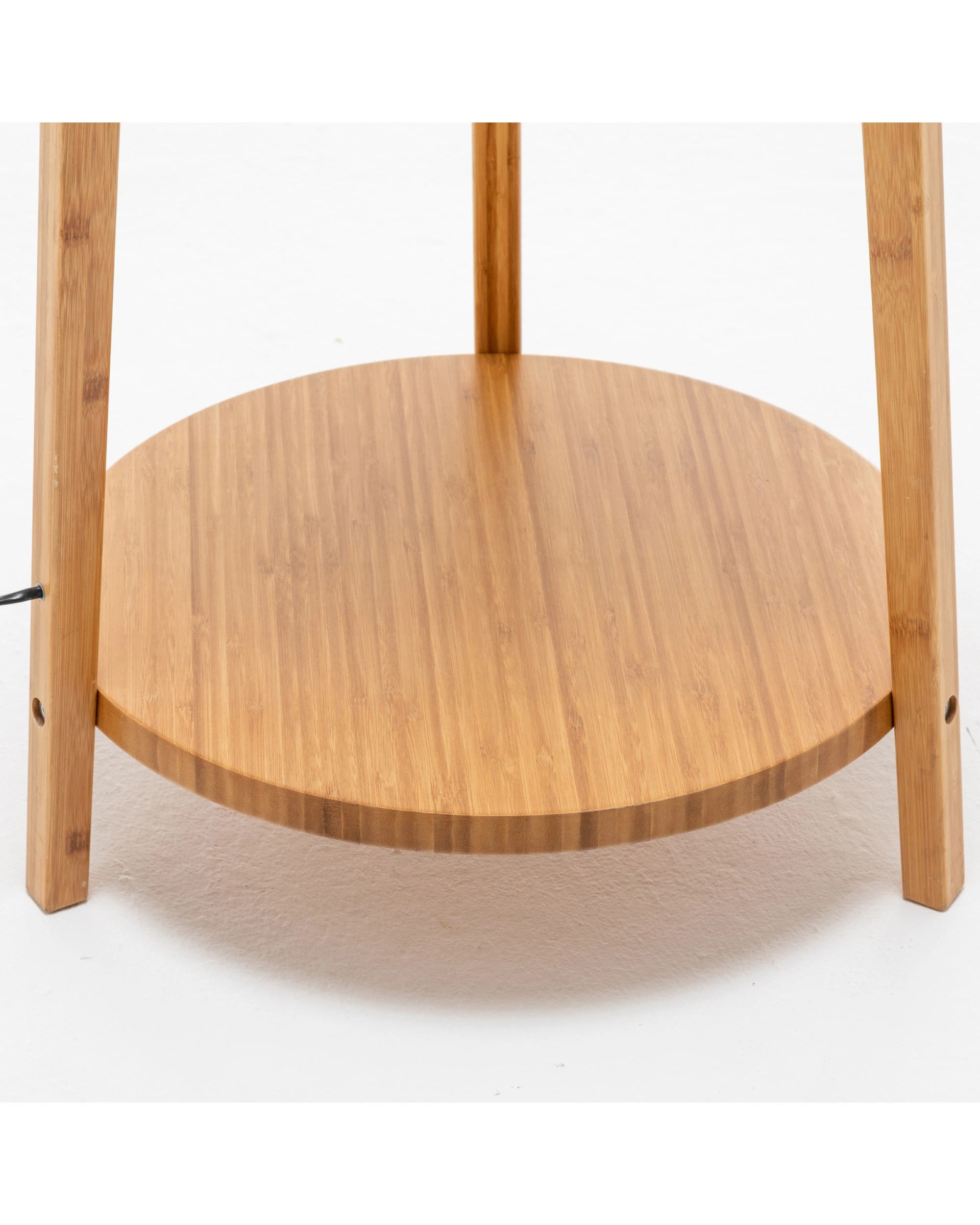 5 BR Home Bamboo Wooden Tripod Floor Lamp with Linen Shade and Shelves, 5 of 7