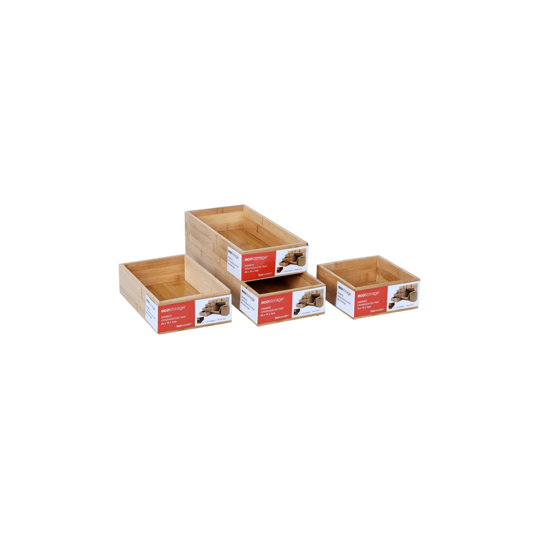 3 Boxsweden Bamboo Organisation Tray 30x15cm Storage Organiser Holder Container
 - Natural, 3 of 4