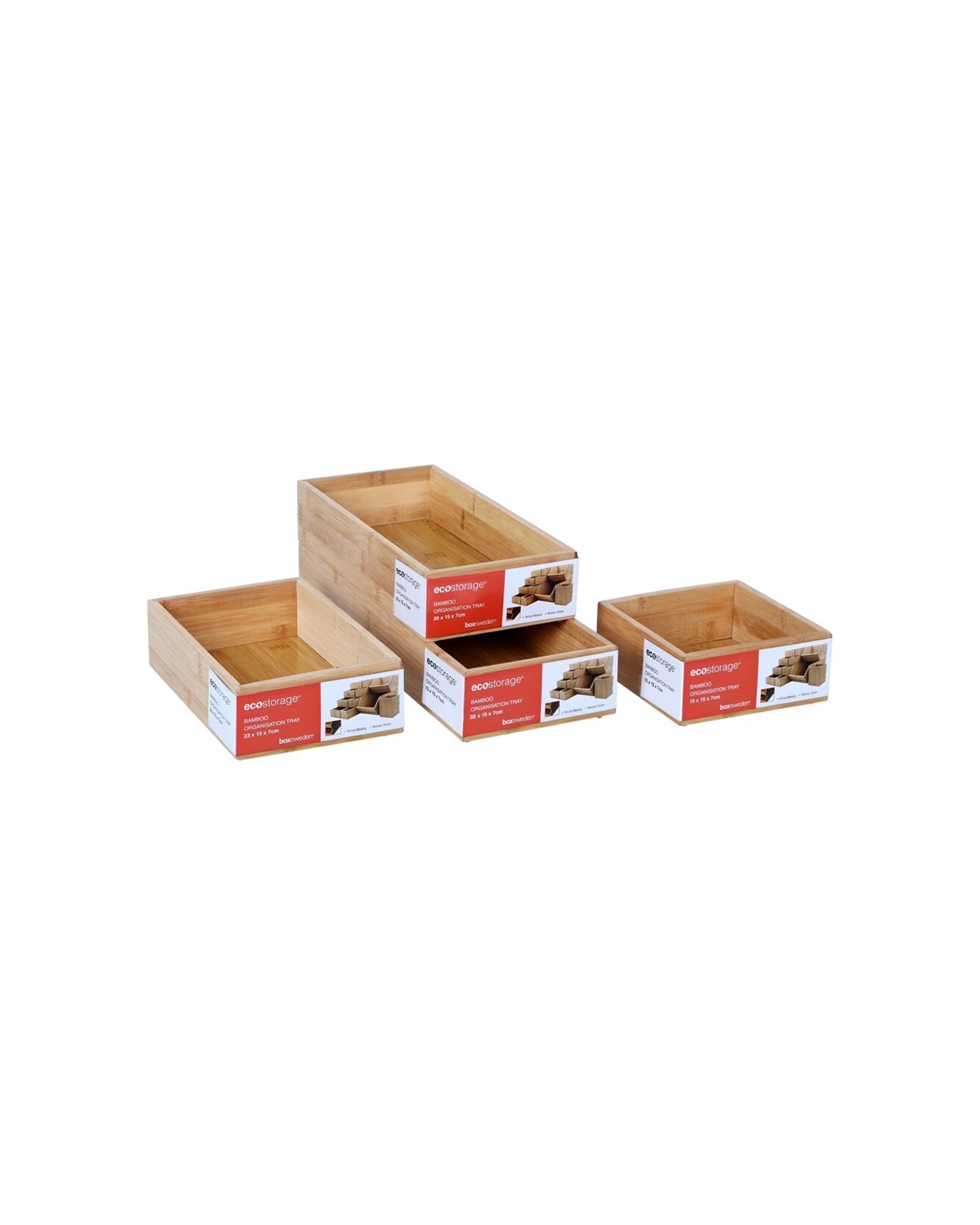 3 Boxsweden Bamboo Organisation Tray 30x15cm Storage Organiser Holder Container
 - Natural, 3 of 4