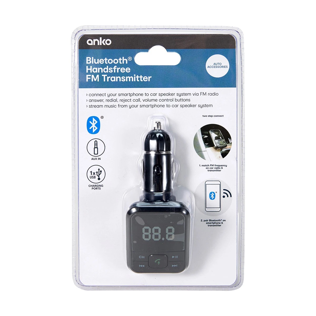 7 Bluetooth FM Car Transmitter - Anko - Black, 7 of 7