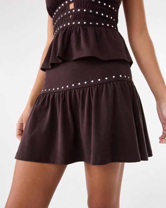 Studded Mini Jersey Skirt