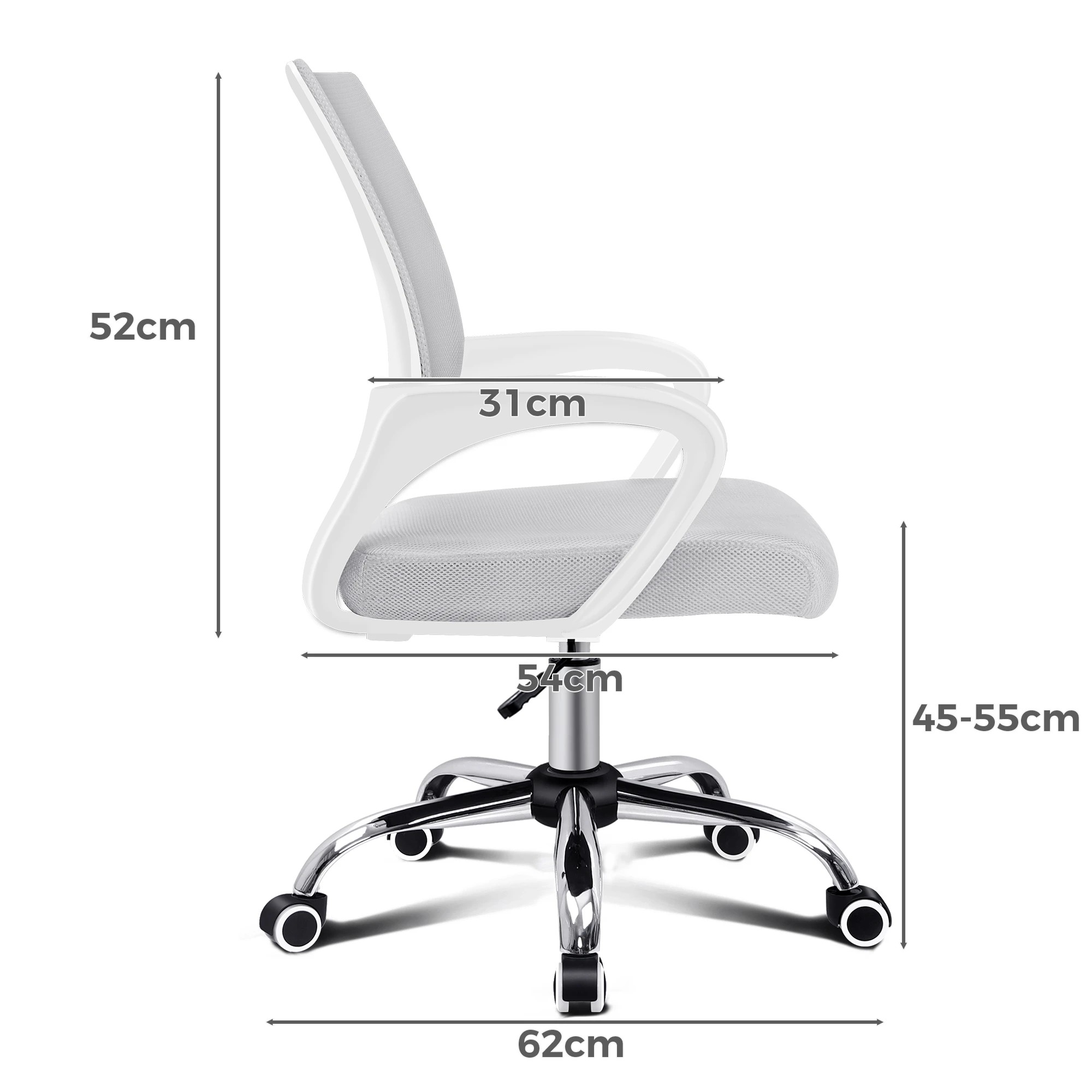 9 Alfordson Mesh Office Chair Executive Gaming Seat Computer Racing Work - White Grey, 9 of 10