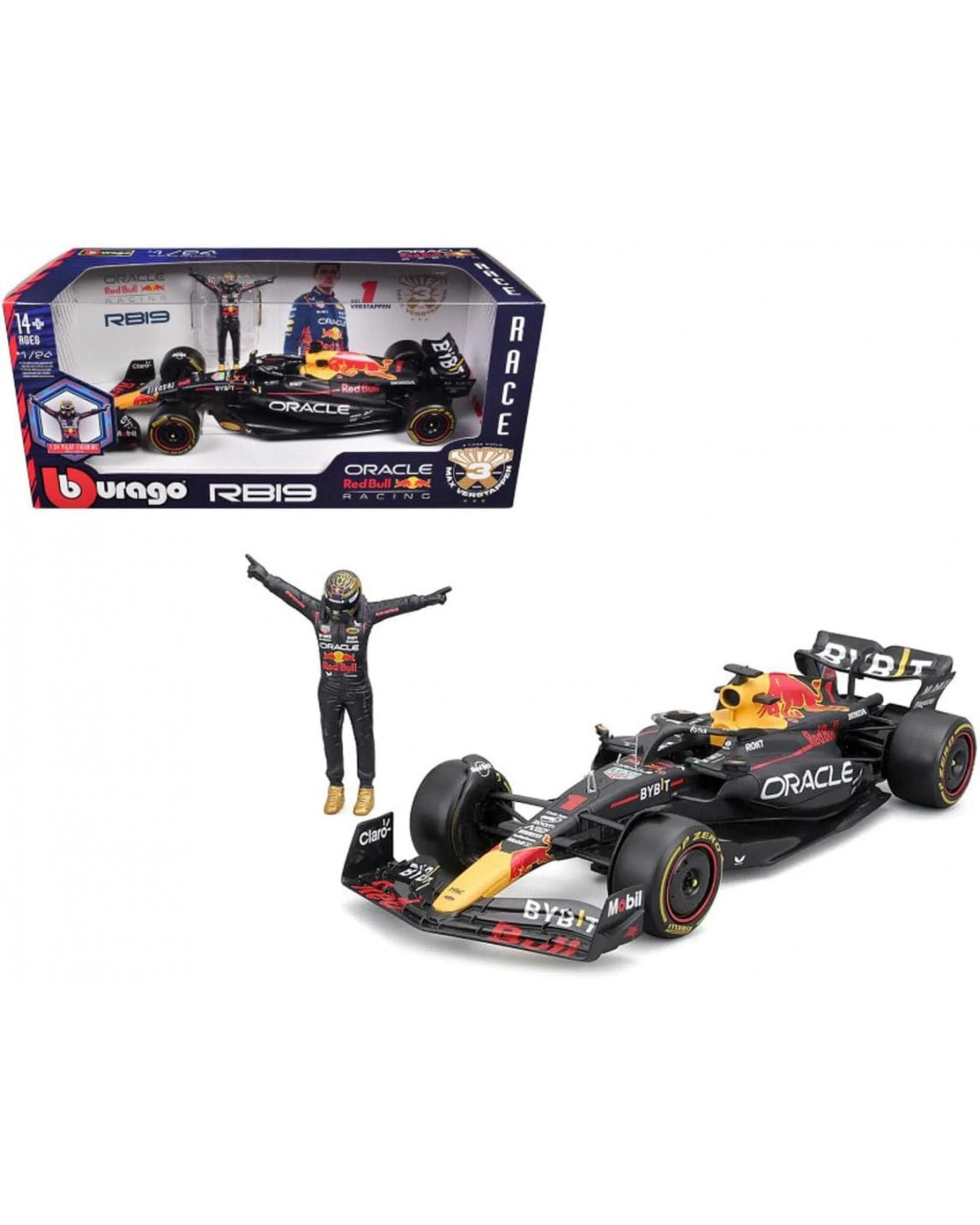 1 F1 2023 Red Bull Racing RB-19 #1 Max Verstappen Figurine 1:24 Scale Vehicle, 1 of 7
