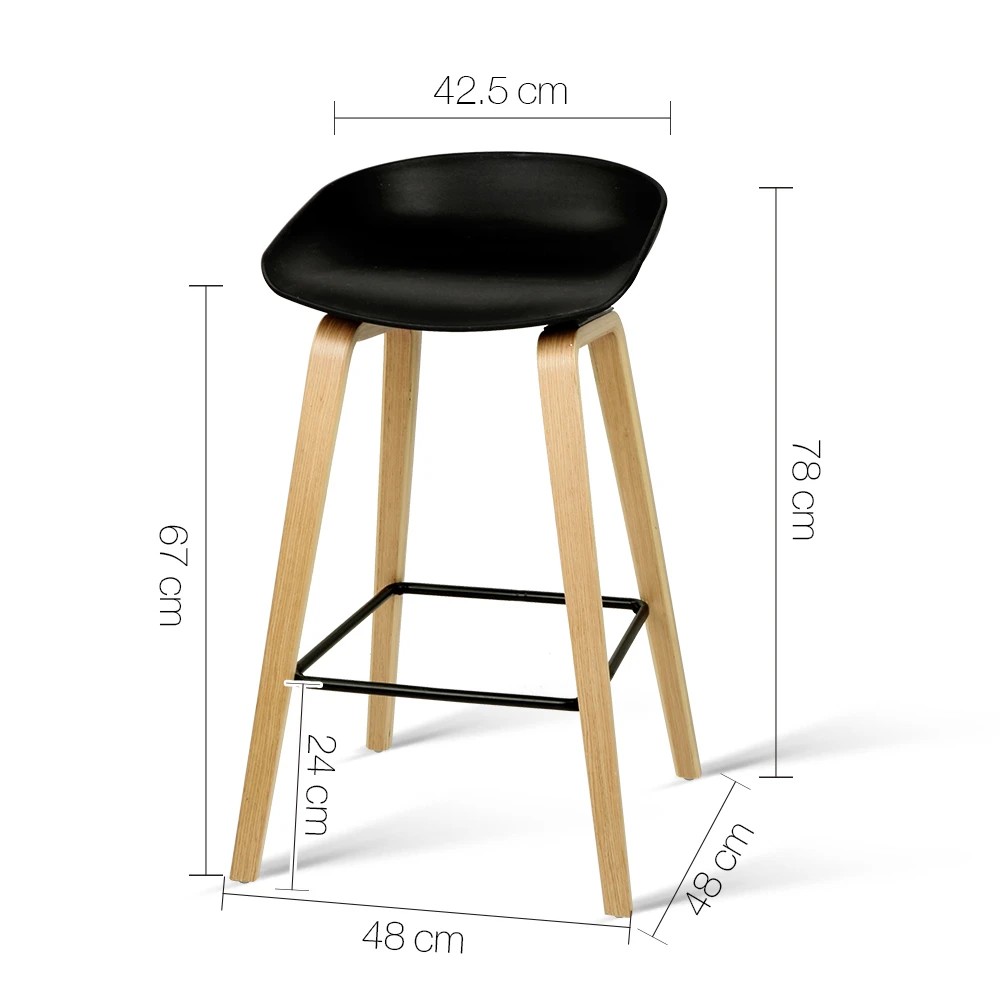 1 4x Artiss Bar Stools Kitchen Counter Stool Dining Chairs Wooden - Black, 1 of 6