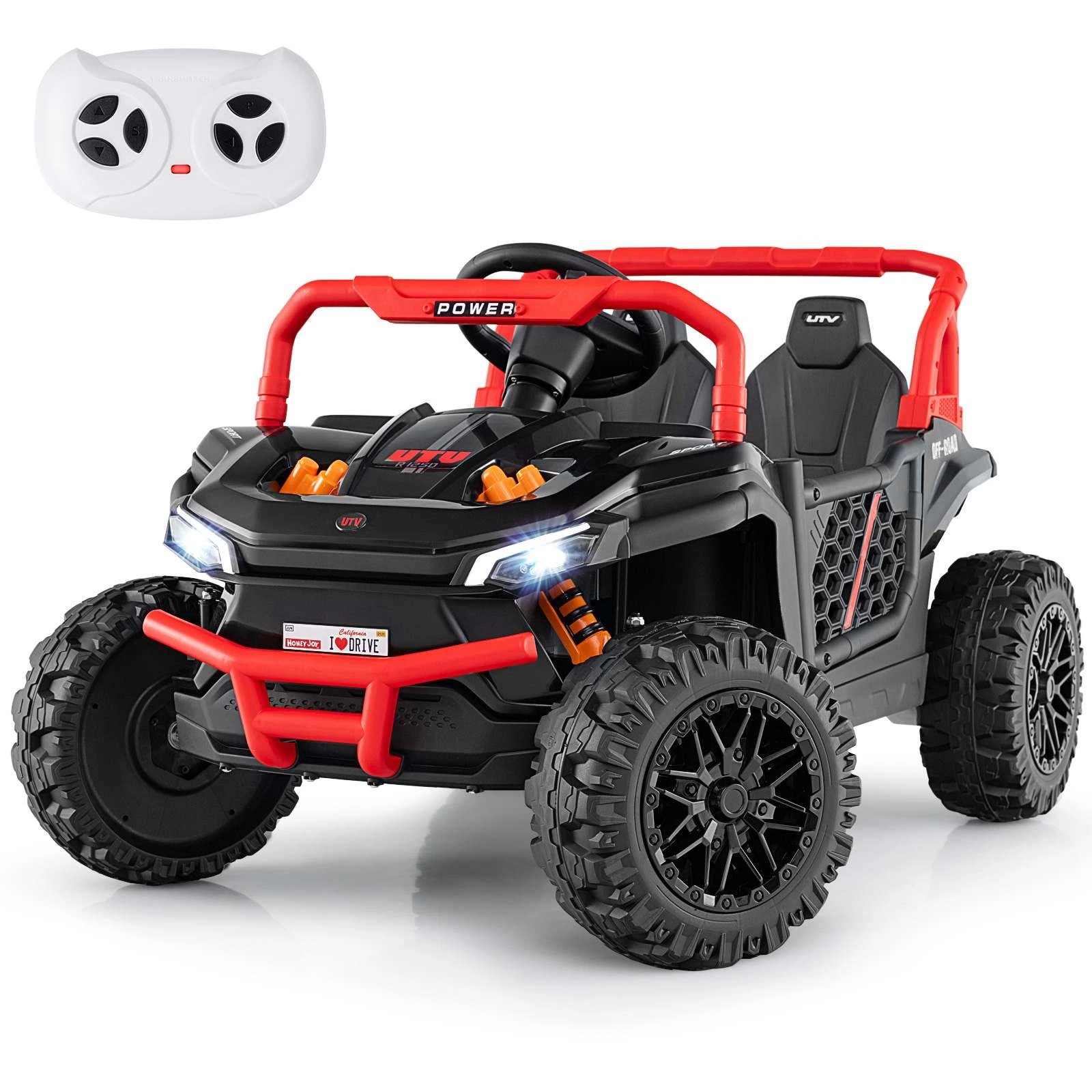 1 Costway Ride on Car UTV 12V Remote Car Toy Electric Vehicle - Red, 1 of 1