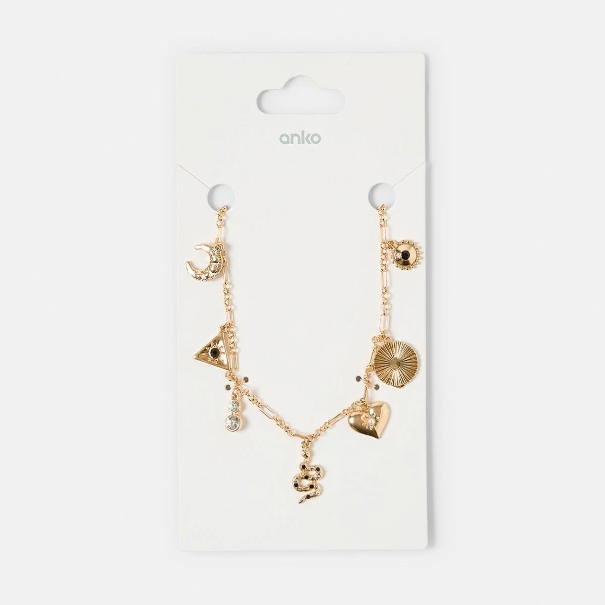 4 Snake Charm Necklace - Gold Tone Gold, 4 of 4