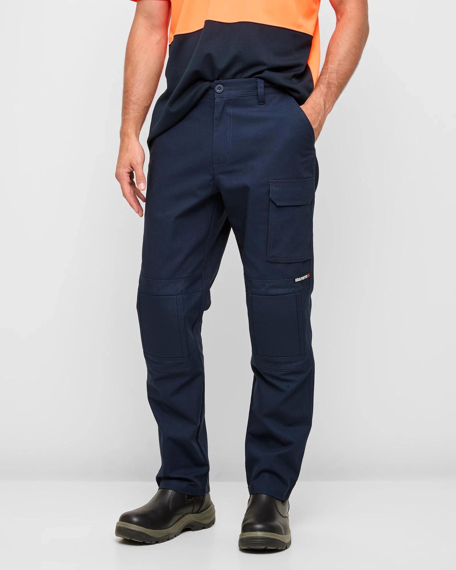 1 Australian Cotton Kneepad Work Performance Pants - Graphite NAVY BLUE, 1 of 5