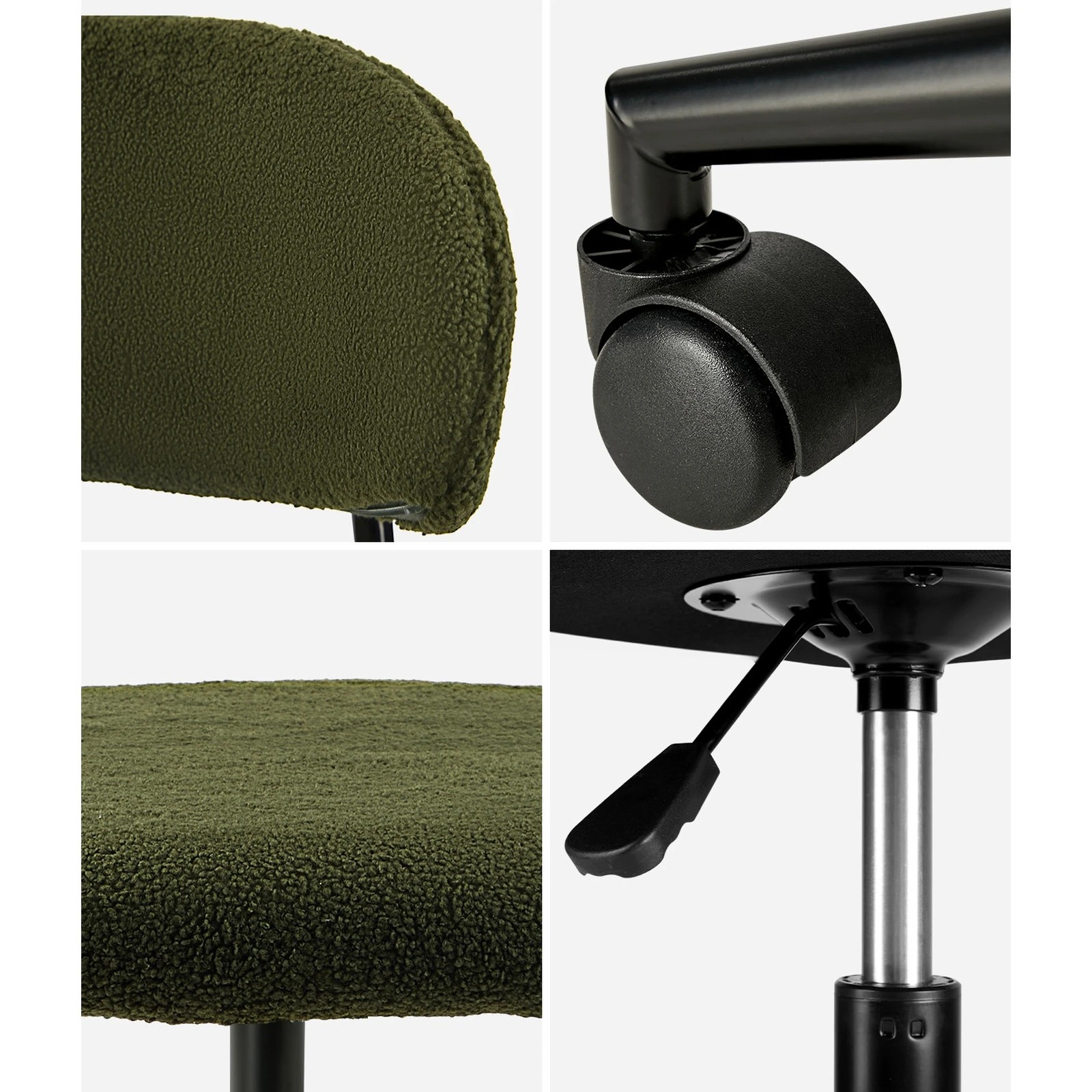 5 Oikiture Armless Office Chair Mid Back Wide Seat Swivel Home Desk Chair - Green, 5 of 6