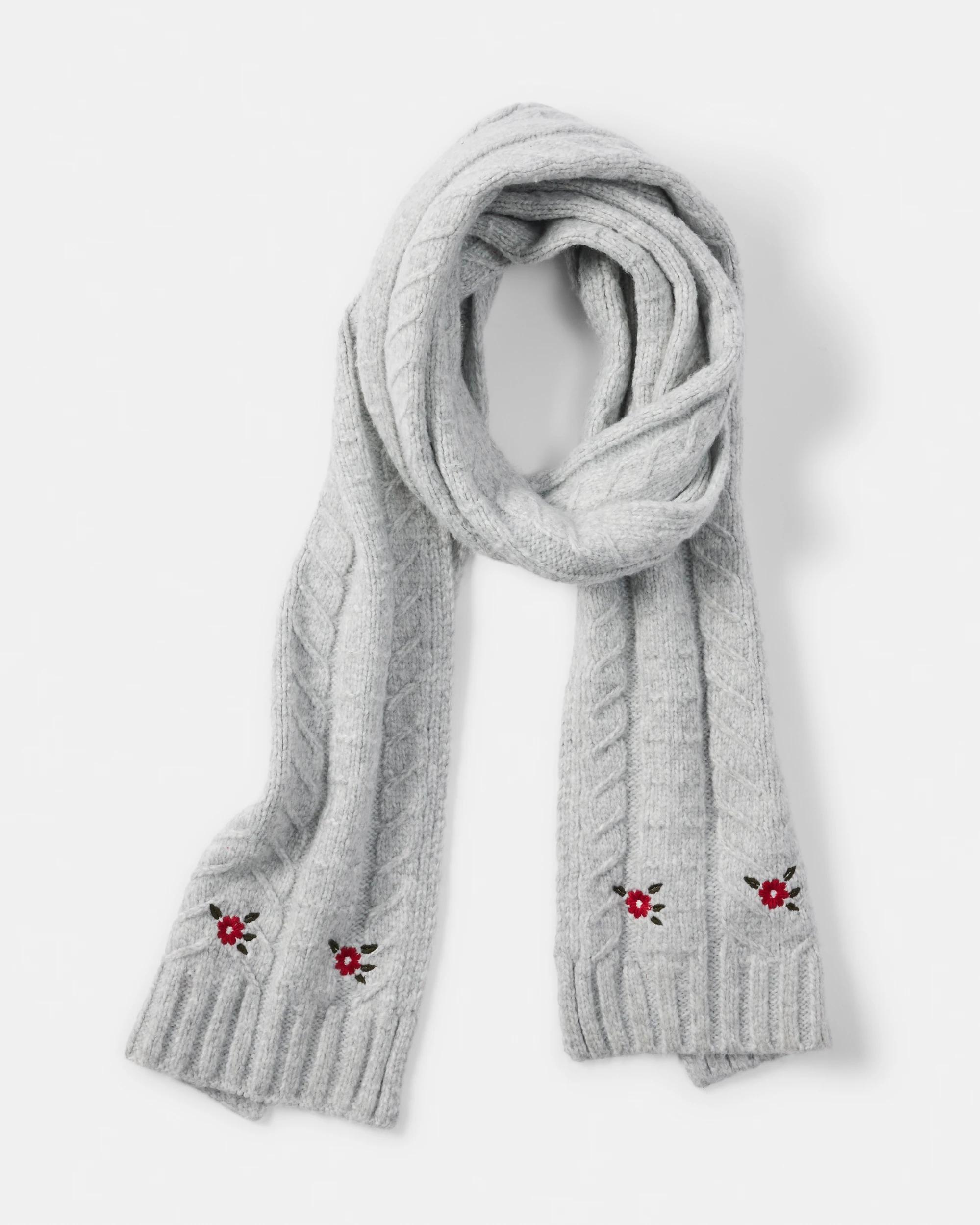 1 Embroidered Scarf Grey, 1 of 3