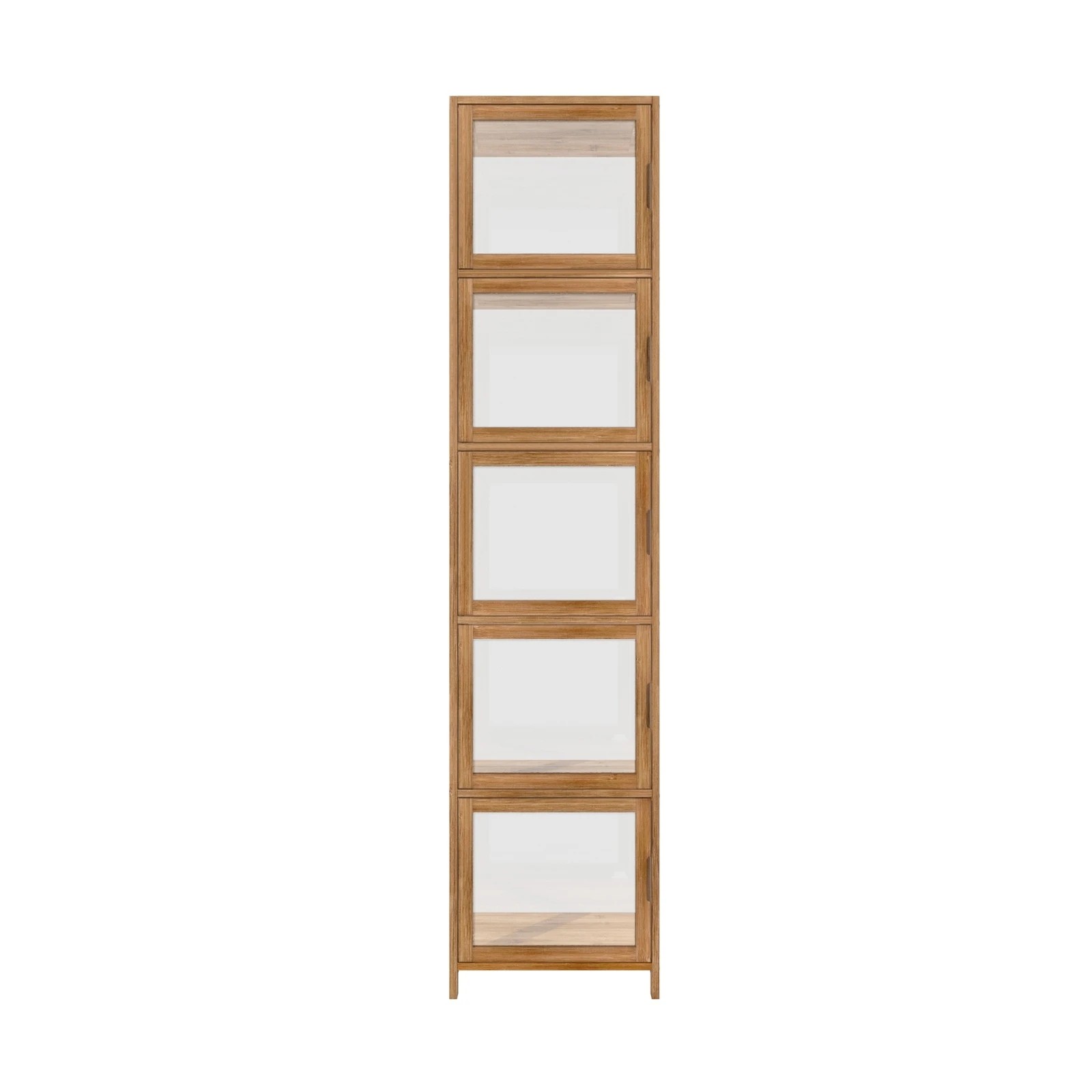 5 Oikiture Display Cabinet 5-tier Slim Storage Shelves Clear Bookcase Rack
 - Natural, 5 of 9