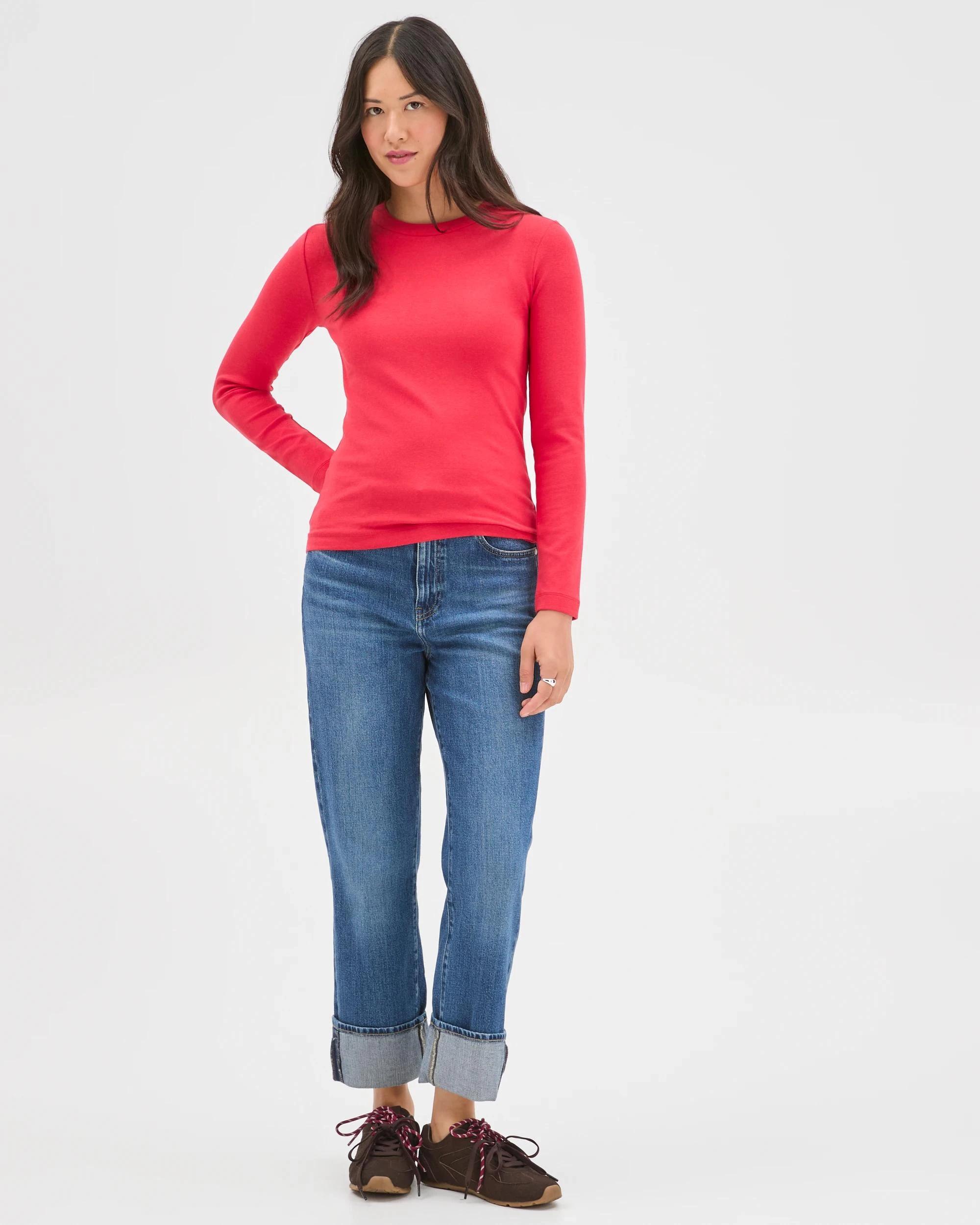 1 Target Woman Soft Touch Long Sleeve T-Shirt TRUE RED, 1 of 7