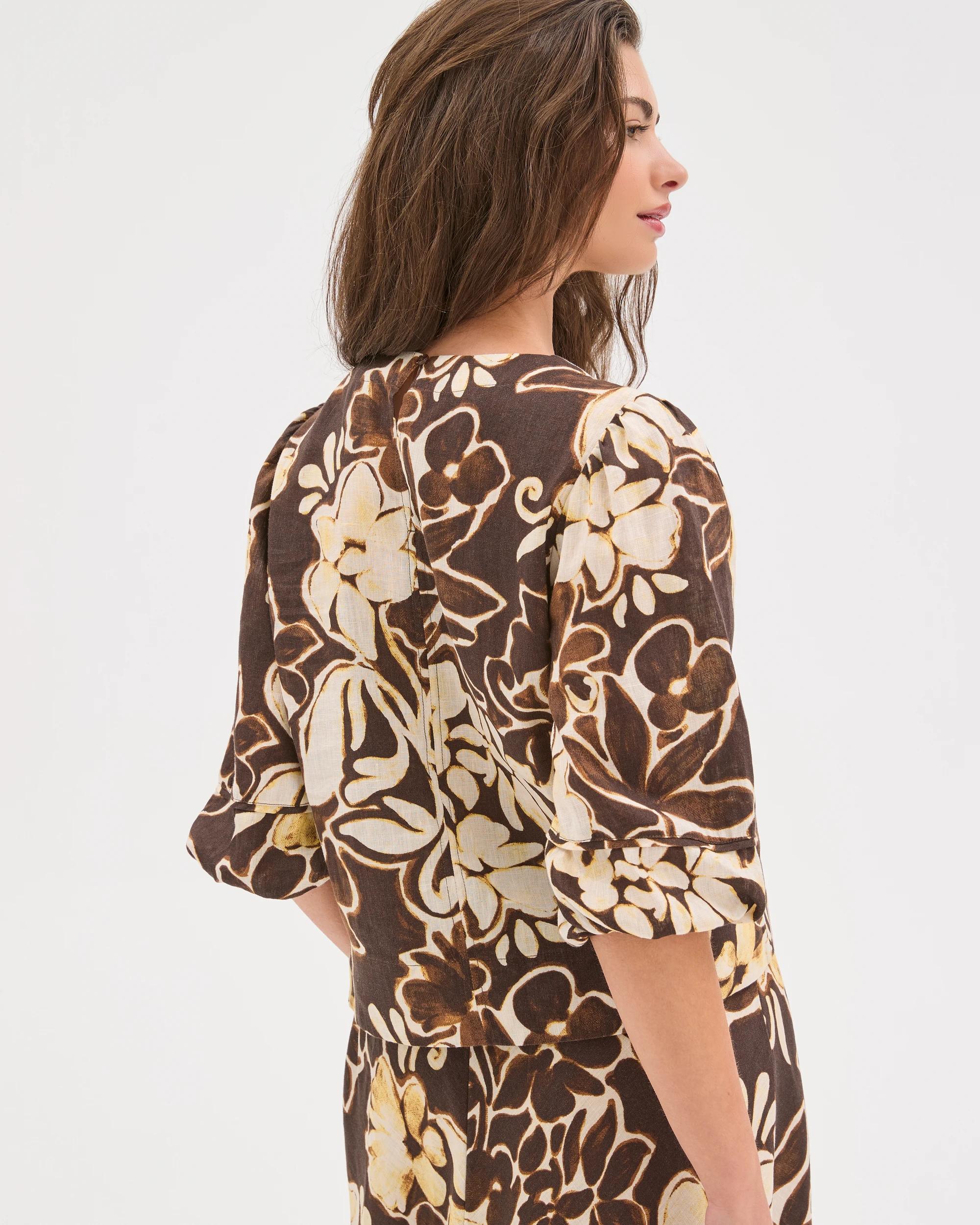 6 Target Petites Petites European Linen 3/4 Sleeve Trim Detail Blouse FLORAL PRINT, 6 of 6