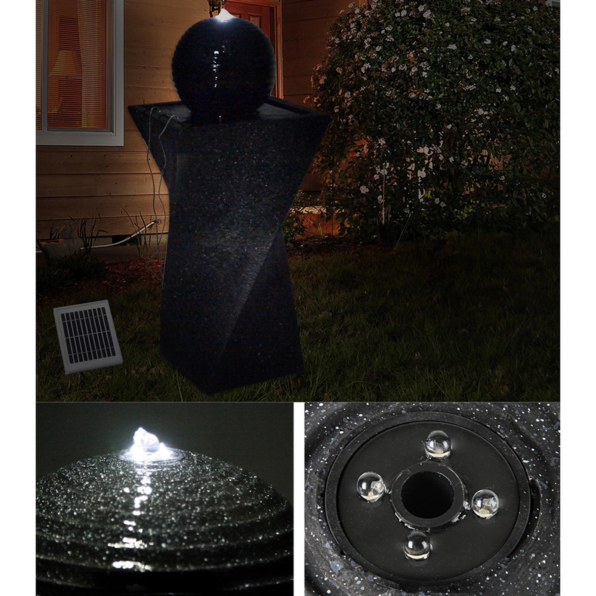 9 Gardeon Solar Water Feature Twisted Fountain LED Light Bird Bath 85CM - Black, 9 of 10
