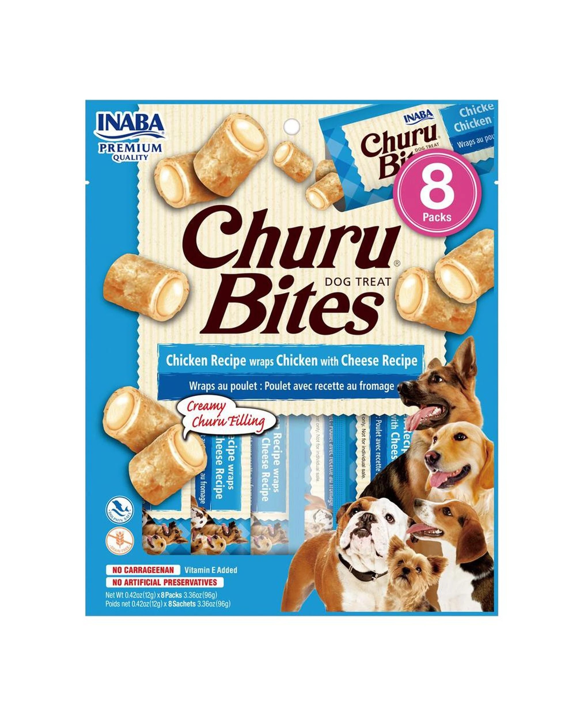 1 Inaba Churu Bites Dog Treat Chicken w/ Cheese 6 x 96g, 1 of 2