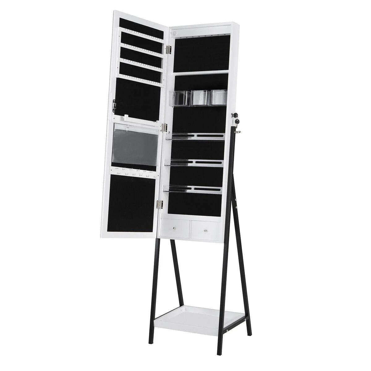 3 LUXSUITE LED Mirror Cabinet Jewellery Storage Shelf Organiser Lockable, 3 of 4