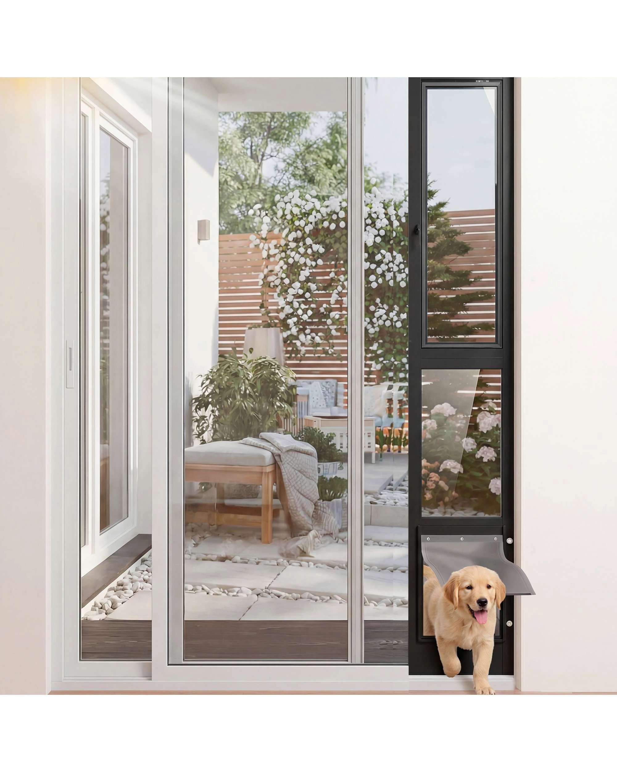 3 Advwin Aluminum Doggy Door for Sliding Glass Door Adjustable Height, 3 of 7