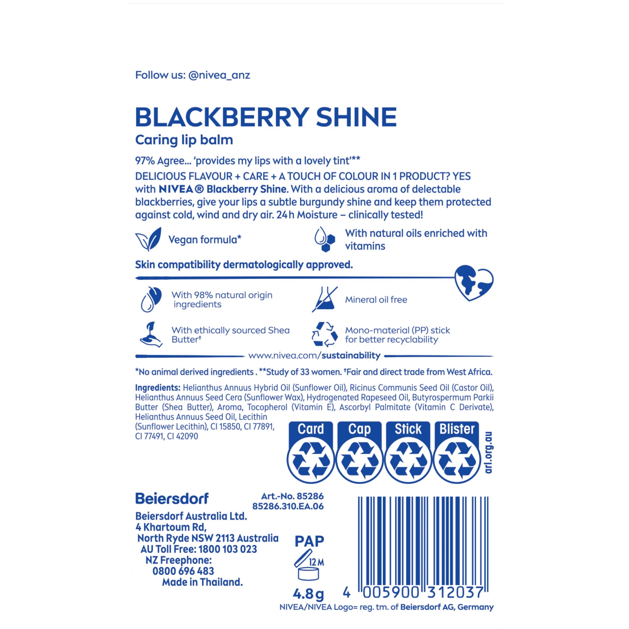 2 Nivea Blackberry Shine Caring Lip Balm 4.8g, 2 of 7