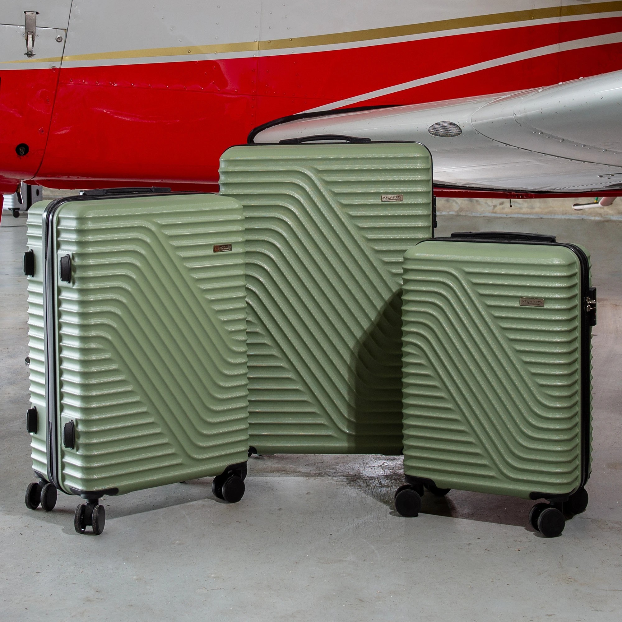 2 Milano Décor Atlantis Luggage 3 Piece Set TSA Lock Luxury Hard Case Travel Suitcase - Green, 2 of 9