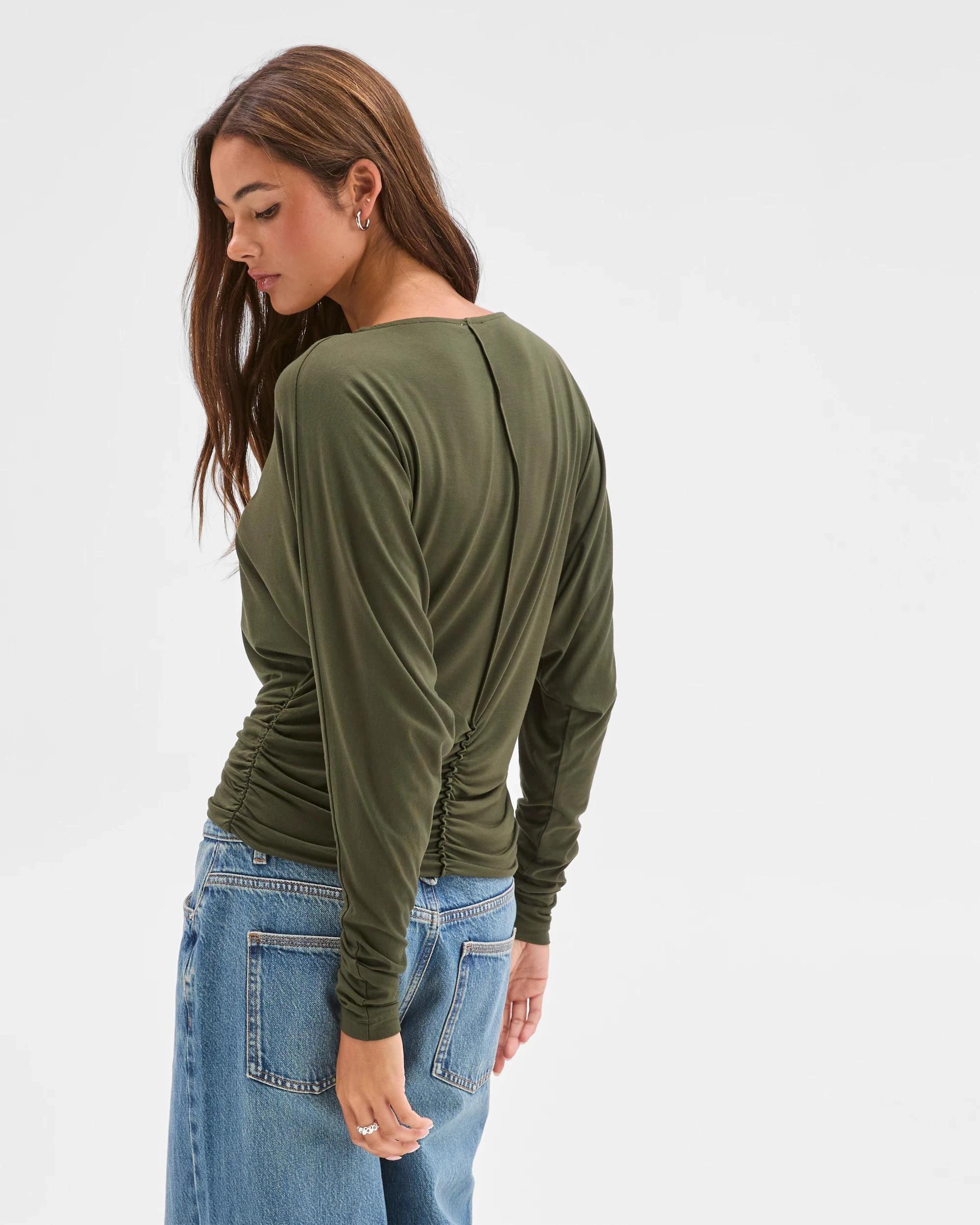 4 Lily Loves Long Dolman Sleeve Top ARMY GREEN, 4 of 4
